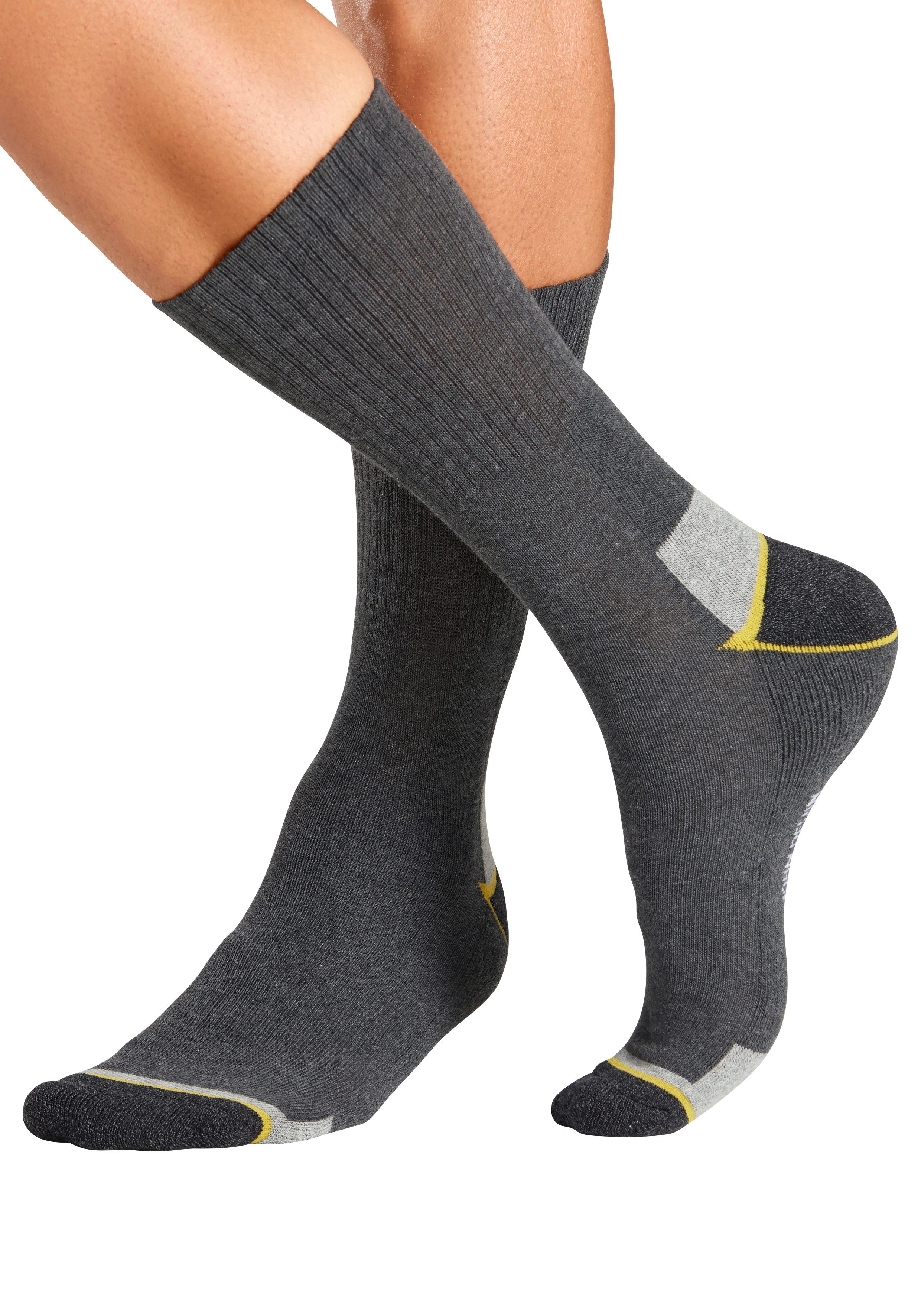 John Devin Arbeitssocken (Packung, 4-Paar) Mit Hochfersen und Überzehen Plüsch