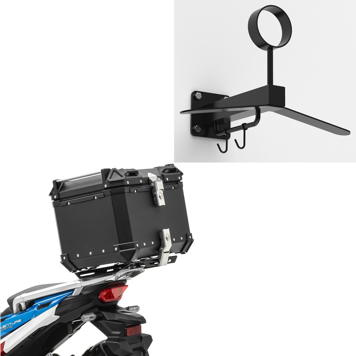 Reisetasche Set: Motorrad Alu Topcase XB45 Alu univ. 45 Liter sw # mit Garderobe W