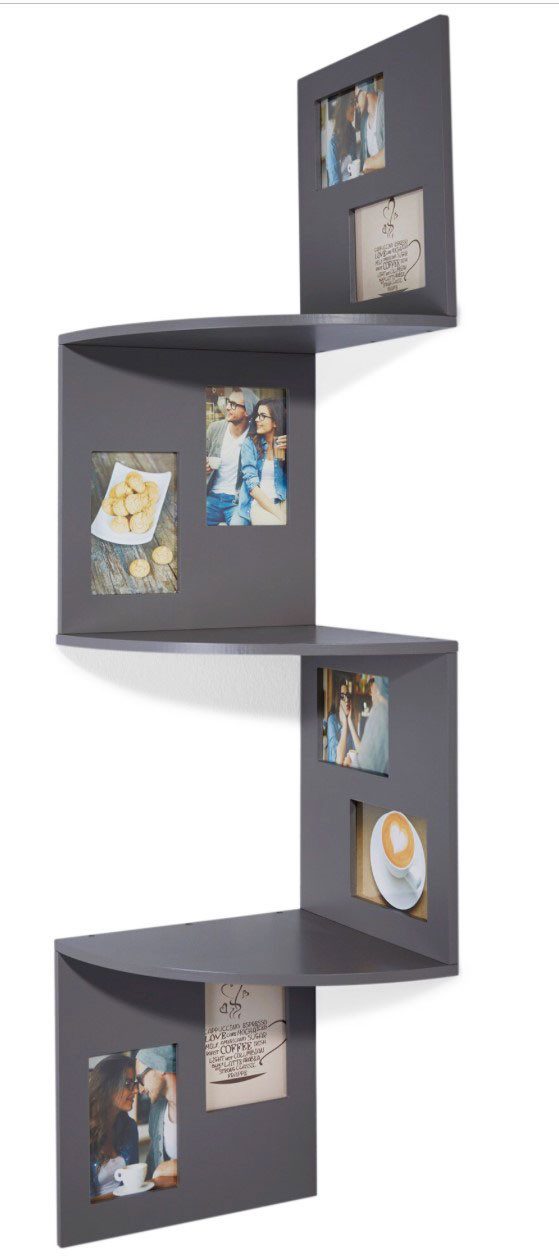 Levandeo® Рамки Collage, levandeo Deko Eckregal 98,5 cm Hoch Dekoregal Grau Рамки