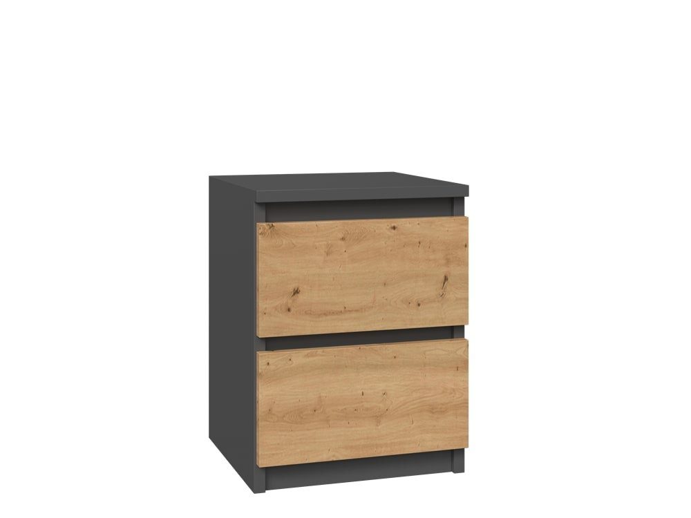 Home Collective Nachttisch Nachtschrank mit 2 Schubladen Beistelltisch klein schmal 30x30x40 cm, Holzwerkstoff Anthrazit Artisan – Bild 5 von 5