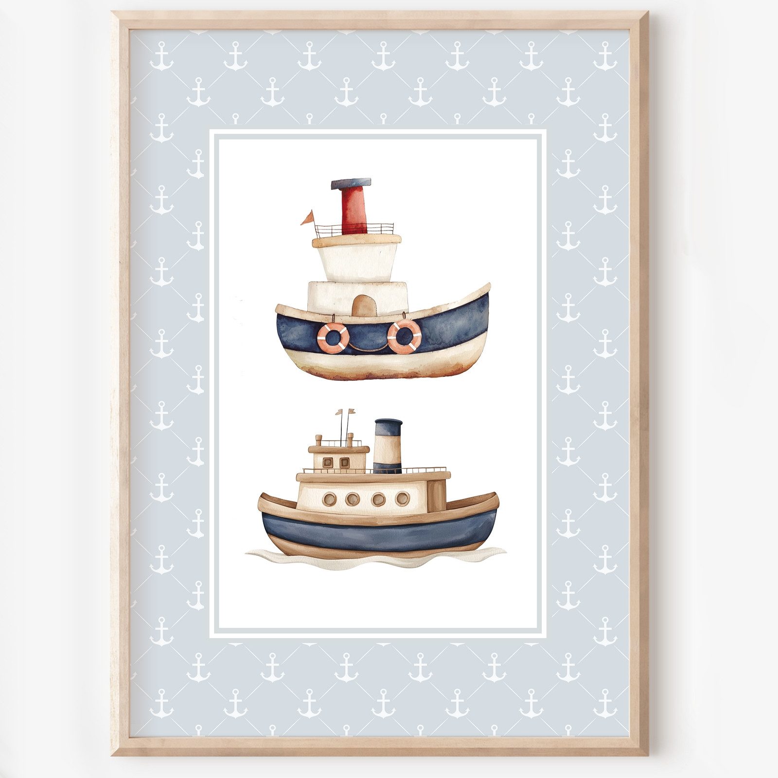 homestyle-accessoires Poster Kinderzimmer Bilderwand 8erSet Bilderset Babyzimmer MATROSE SEEMANN, Hochformat, Künstlerpapier, ohne Rahmen