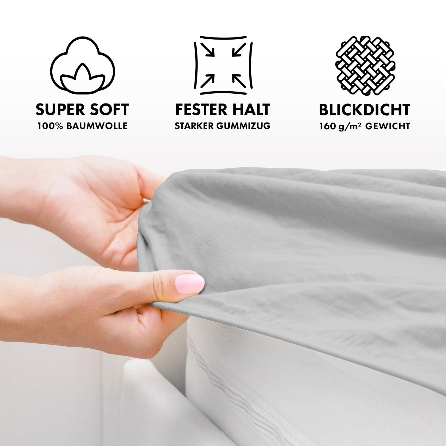 Jacobson Spannbettlaken BOXSPRING & ÜBERLÄNGE aus 100% Baumwolle, für hohe & lange Matratzen, Jersey Bettlaken 160 g/m²