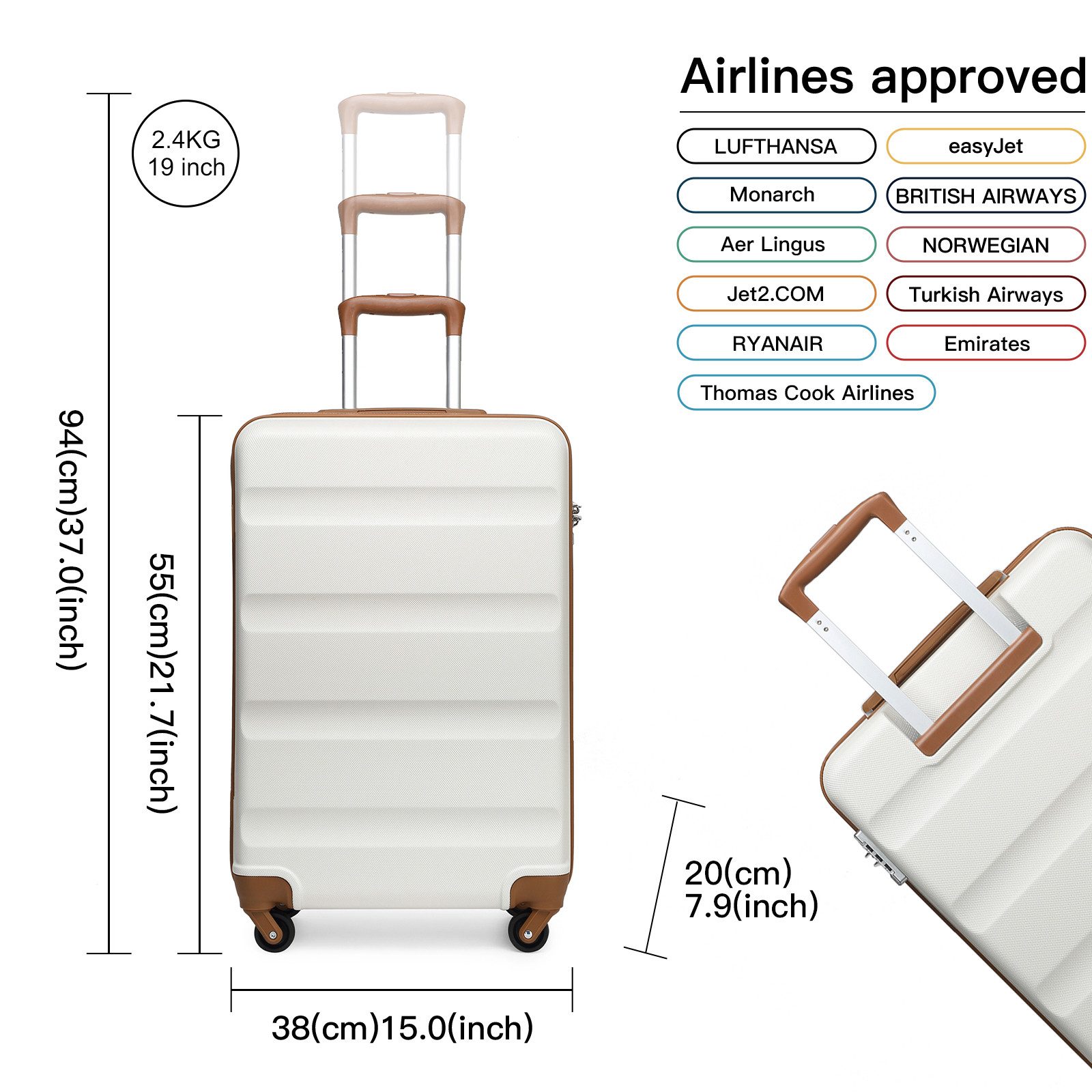 KONO Hartschalen-Trolley Handgepäck Leicht Hartschalenkoffer aus ABS Reisek günstig online kaufen