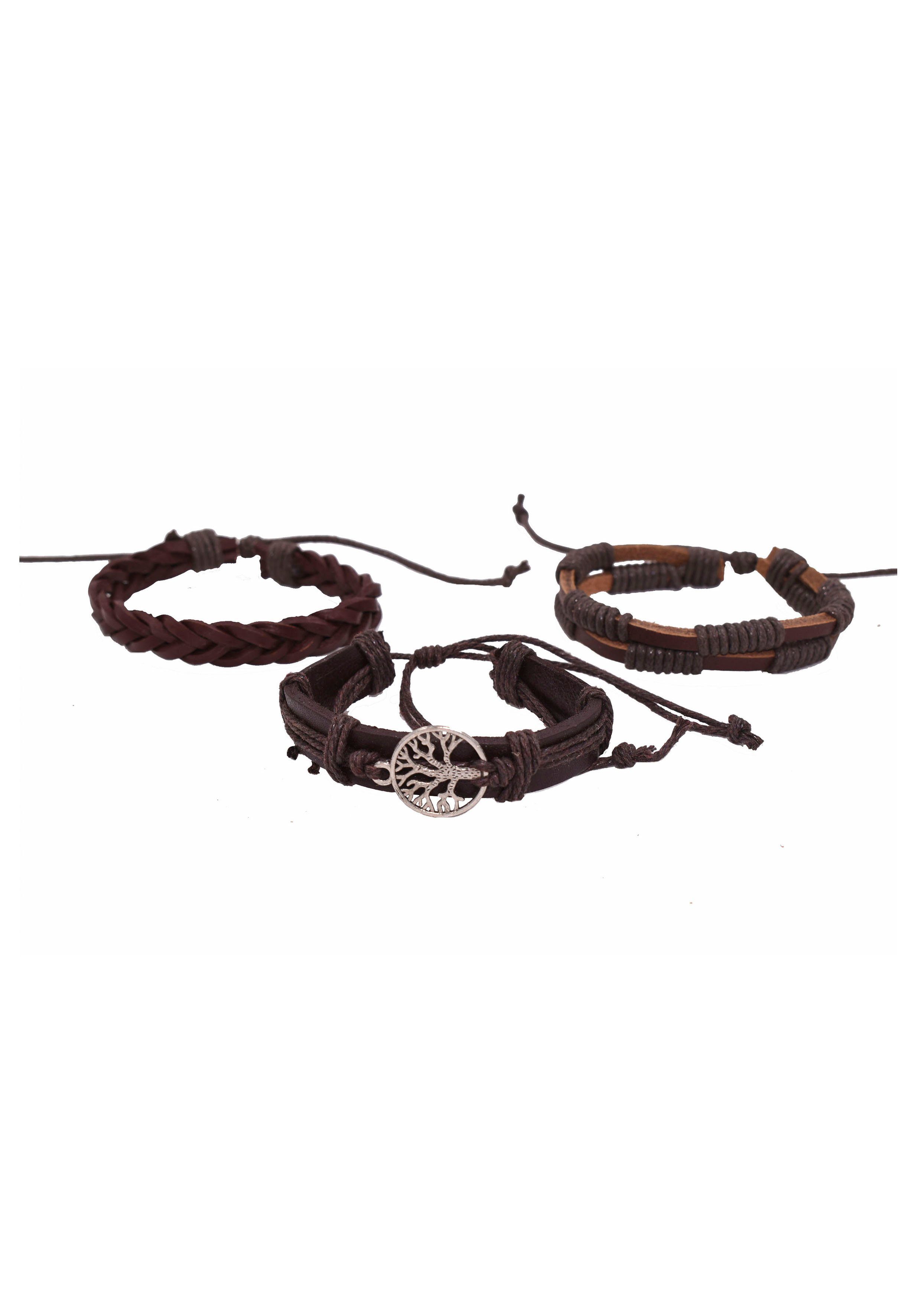 Firetti Armband Set Multipack Schmuck Geschenk Armschmuck Lederarmband Lebensbaum (Set, 3-tlg), Made in Germany
