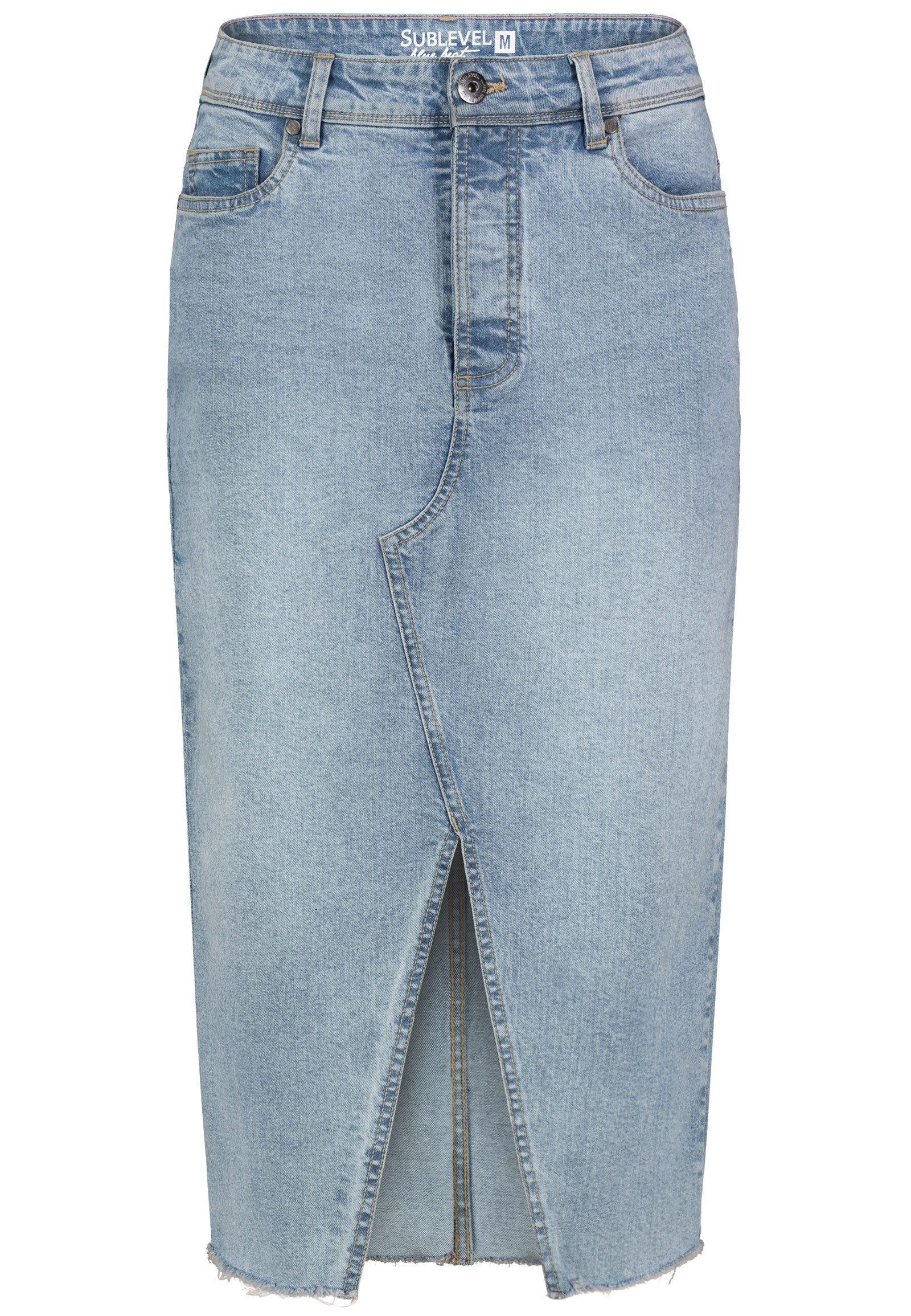 SUBLEVEL Jeansrock Damen Maxi Midi Mini Rock langer Schnitt Denim Stretch