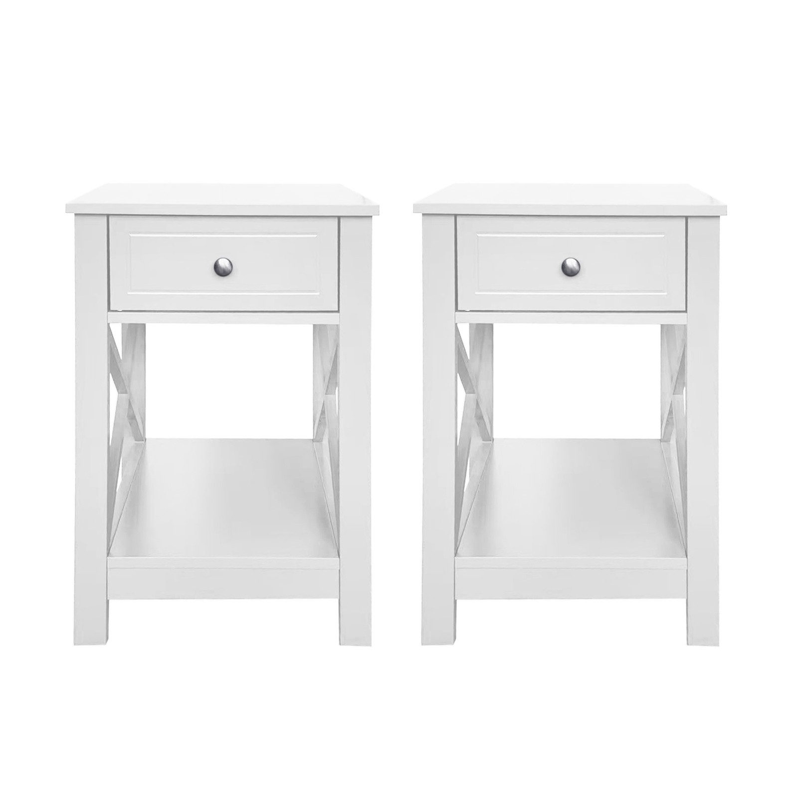 HTI-Living Nachttisch Nachttisch Hayet Weiß 2er-Set (Set, 2-St., 2 Nachttische), Nachtkommode Beistelltisch 1 Schublade