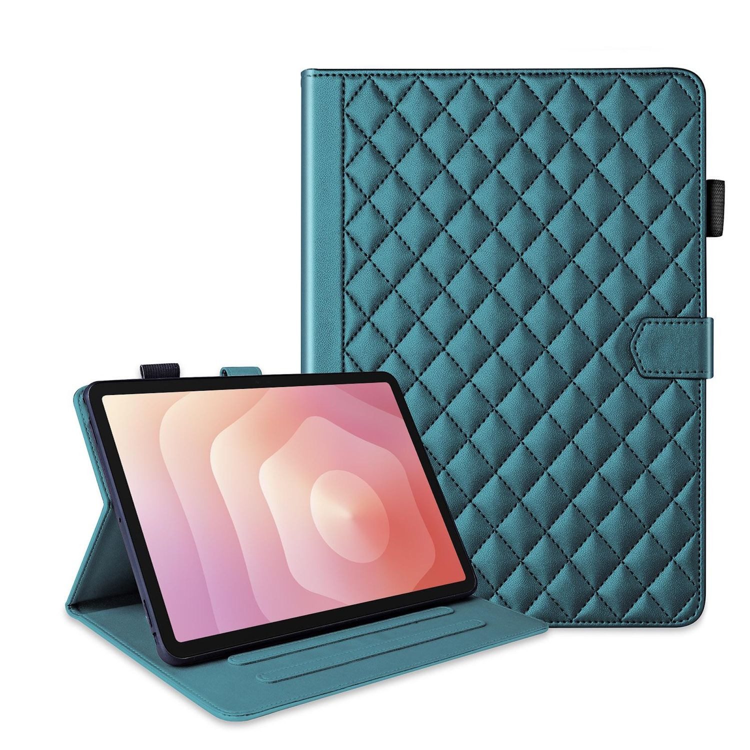 Wigento Tablet-Hülle Für Samsung Galaxy Tab S11 Design Rhombus Kunstleder Hülle Grün, Kunstlederhülle mit Rhombus-Textur und Standfunktion