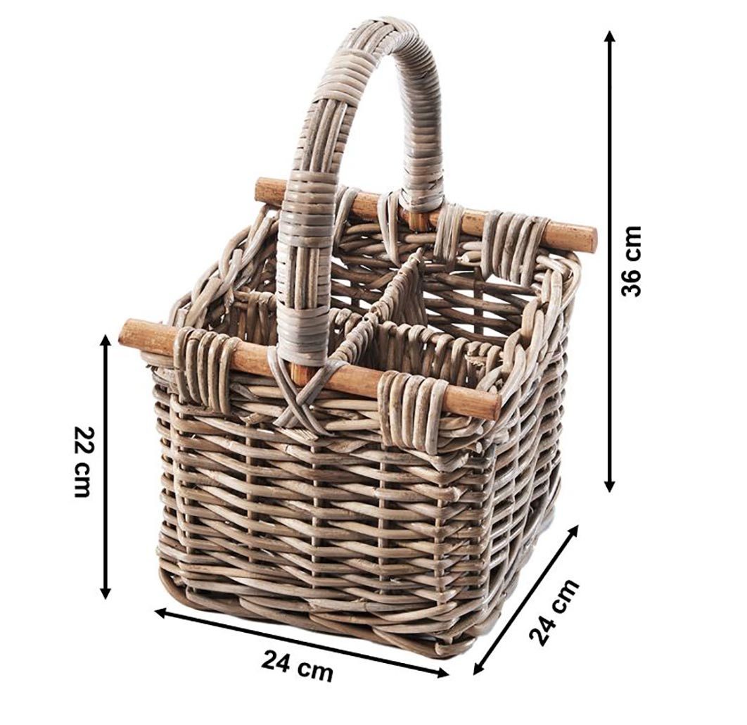 Kobolo Flaschenkorb Flaschenträger PULLO für 4 Flaschen aus Rattan