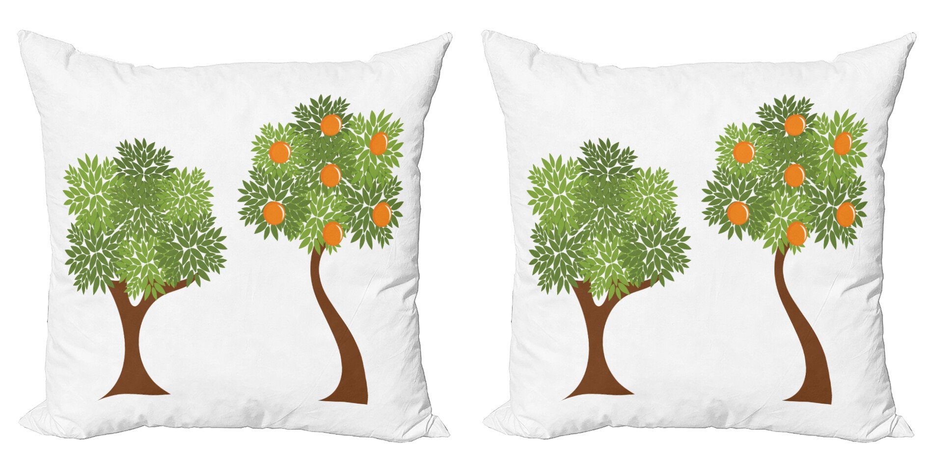 orange Blättern Digitaldruck, Abakuhaus Stück), mit Doppelseitiger grün Modern Bäume Kissenbezüge Accent (2