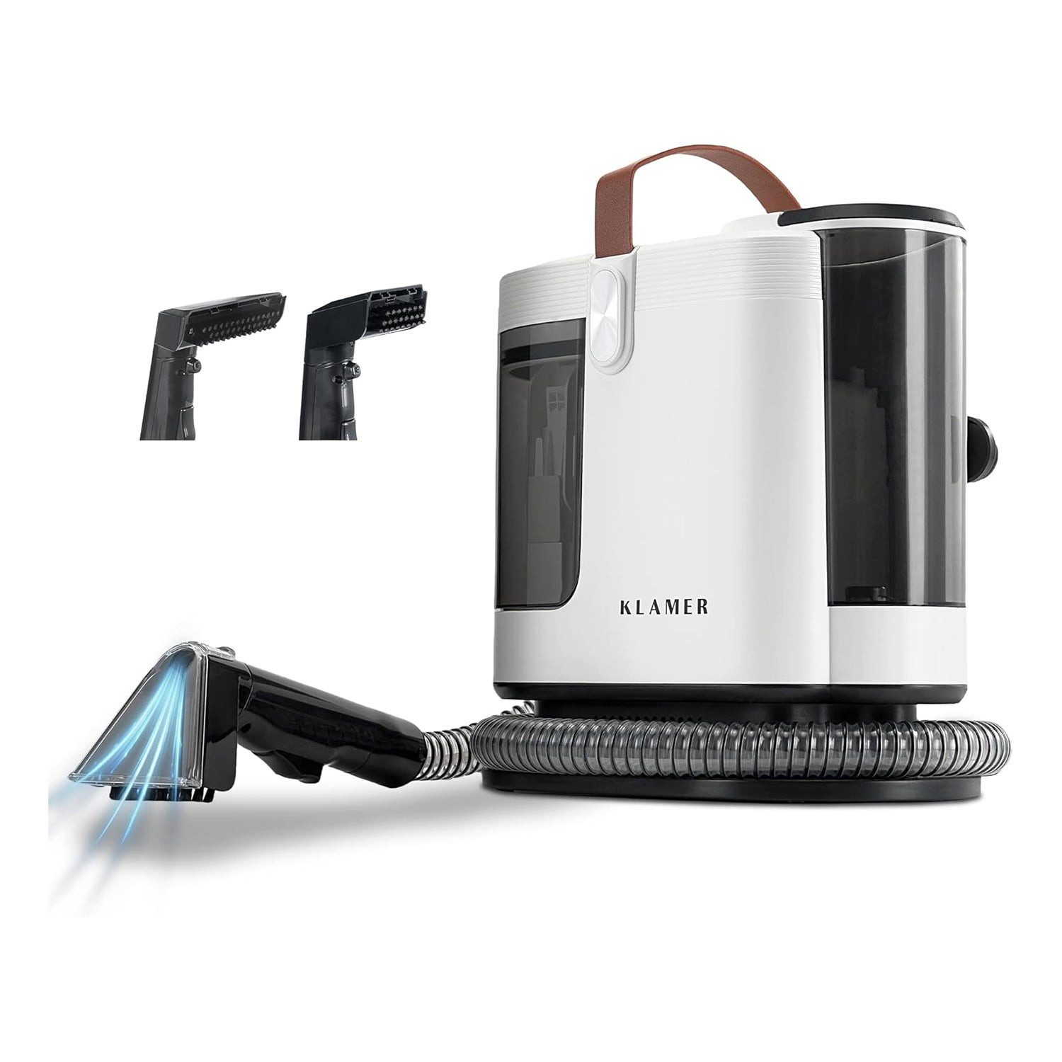 KLAMER Teppichreinigungsgerät 500W, Waschsauger Nasssauger, 2-Tank-System 1,6 L, 15 kPa, Sprüh & Sa…, 500 W, 2-Tank-System für Nassreinigung, Hygienisches 2-Tank-System, Selbstreinigungs-Funktion, 500W