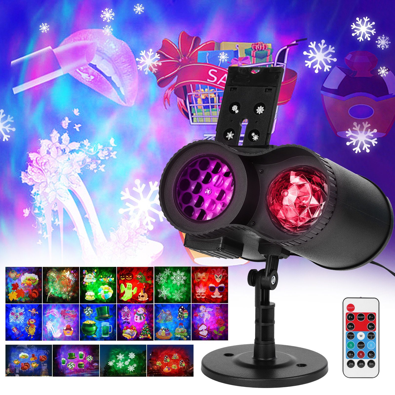 Sunicol LED-Sternenhimmel LED Laser Projektor, Welleneffekt Garten, Halloween Weihnachten, IP65, Wasserdicht, 12 Schaltbare Muster, 10 Farben Wasserwelleneffekt