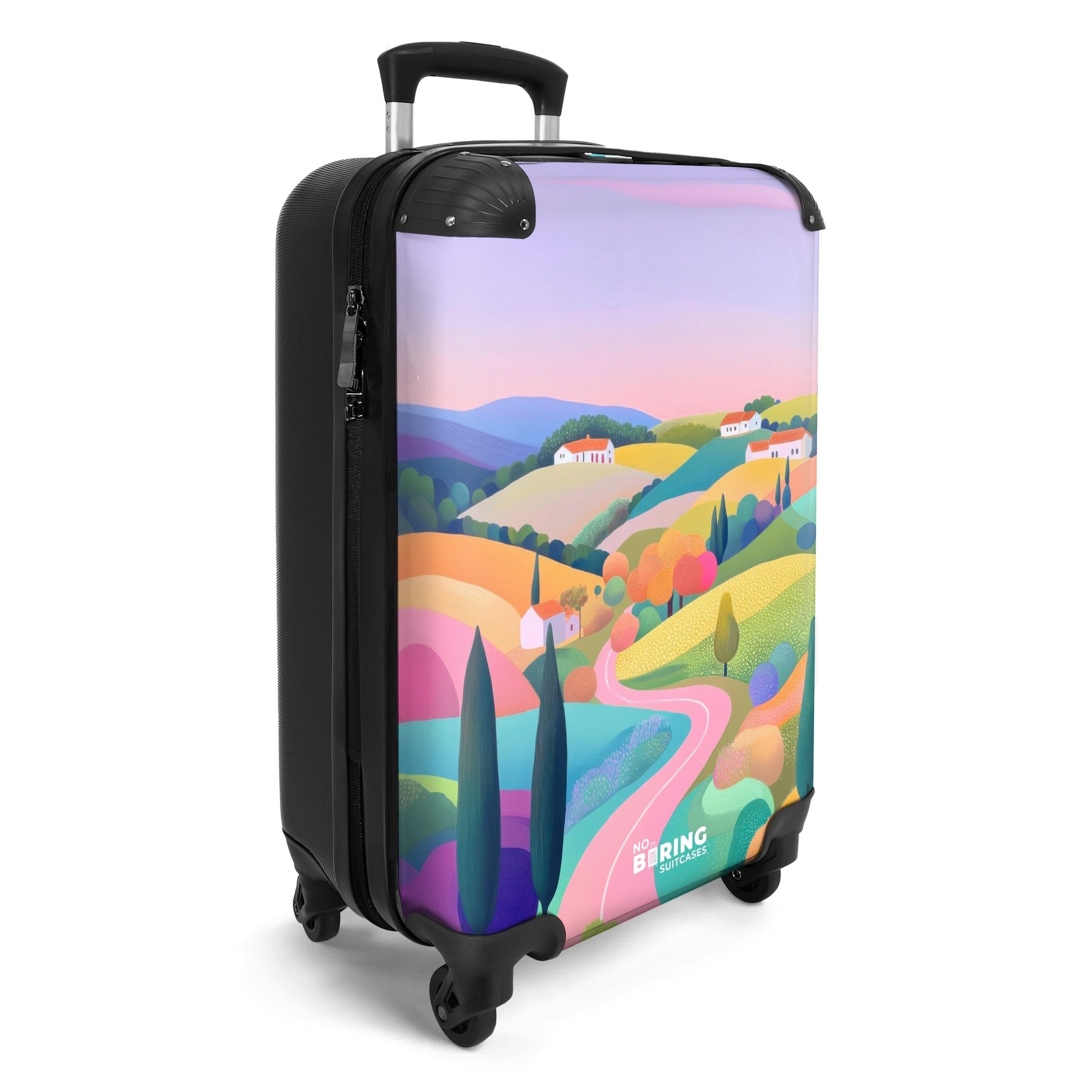 NoBoringSuitcases.com© Hartschalen-Trolley Hügellandschaft mit Pastellfarbe günstig online kaufen