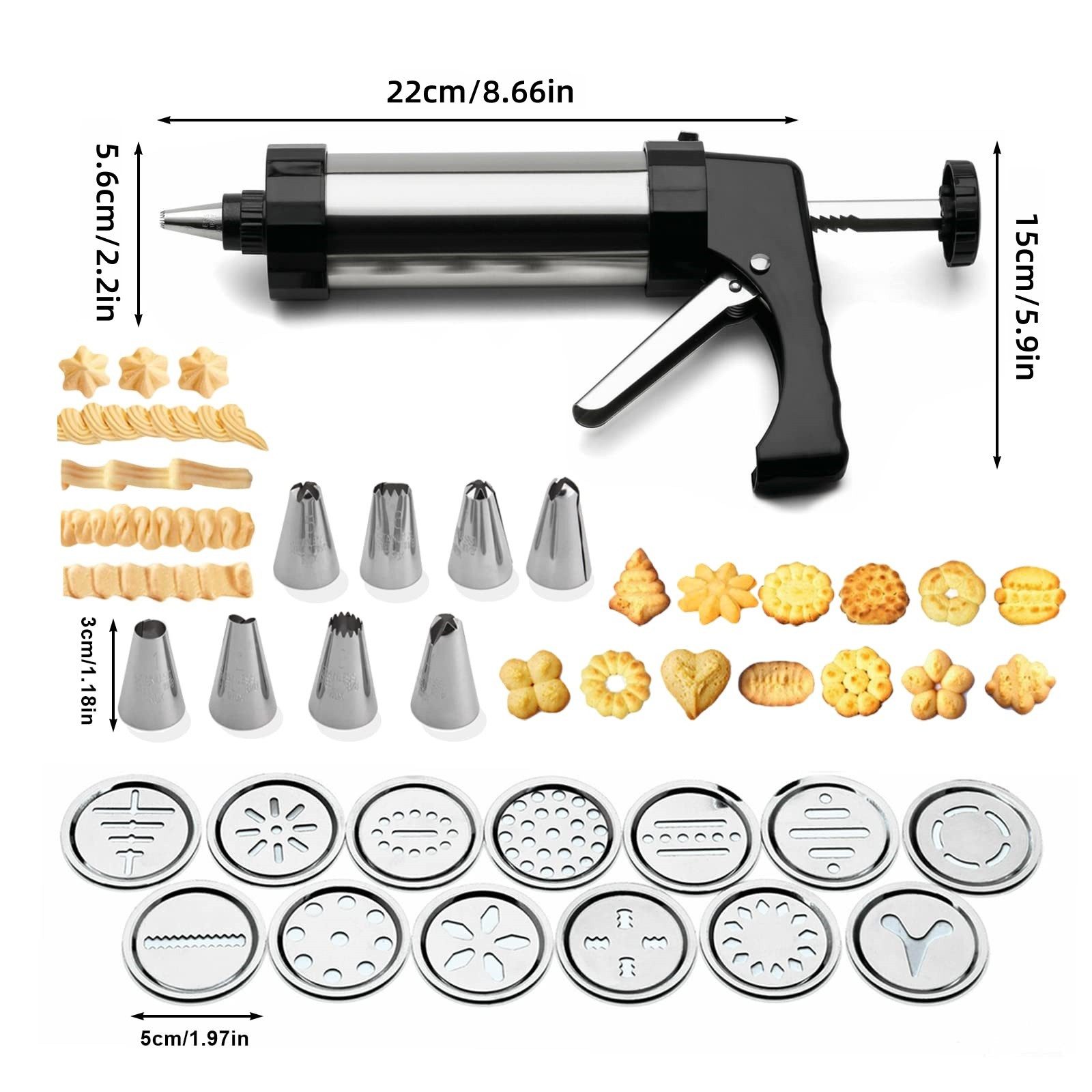 FOUORTUNATE-BEE Gebäckpresse Edelstahl-Gebäckpresse mit Spritztüllen, 21-teiliges Set