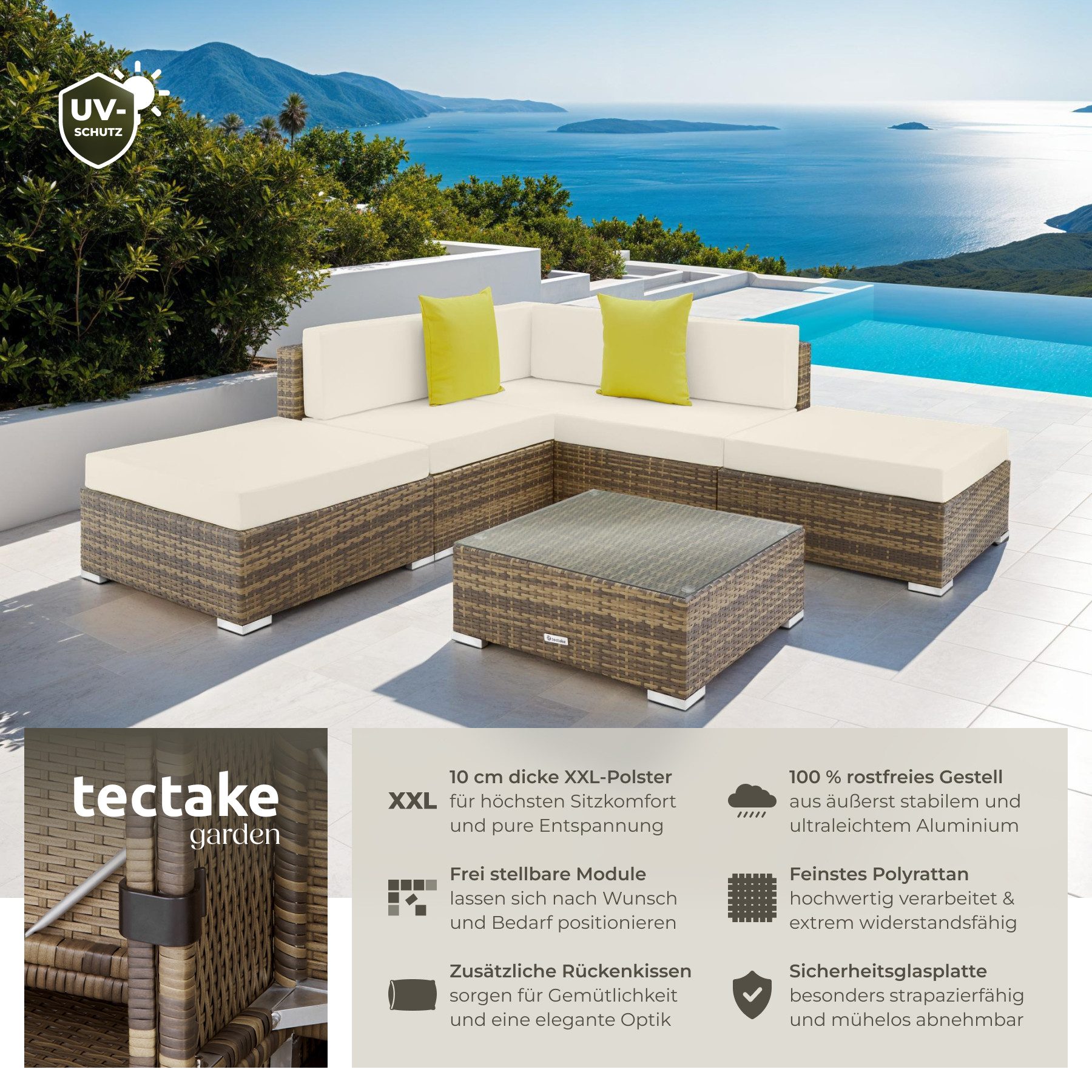 tectake Loungeset Rattan Lounge, (Set., 6-tlg), günstig online kaufen