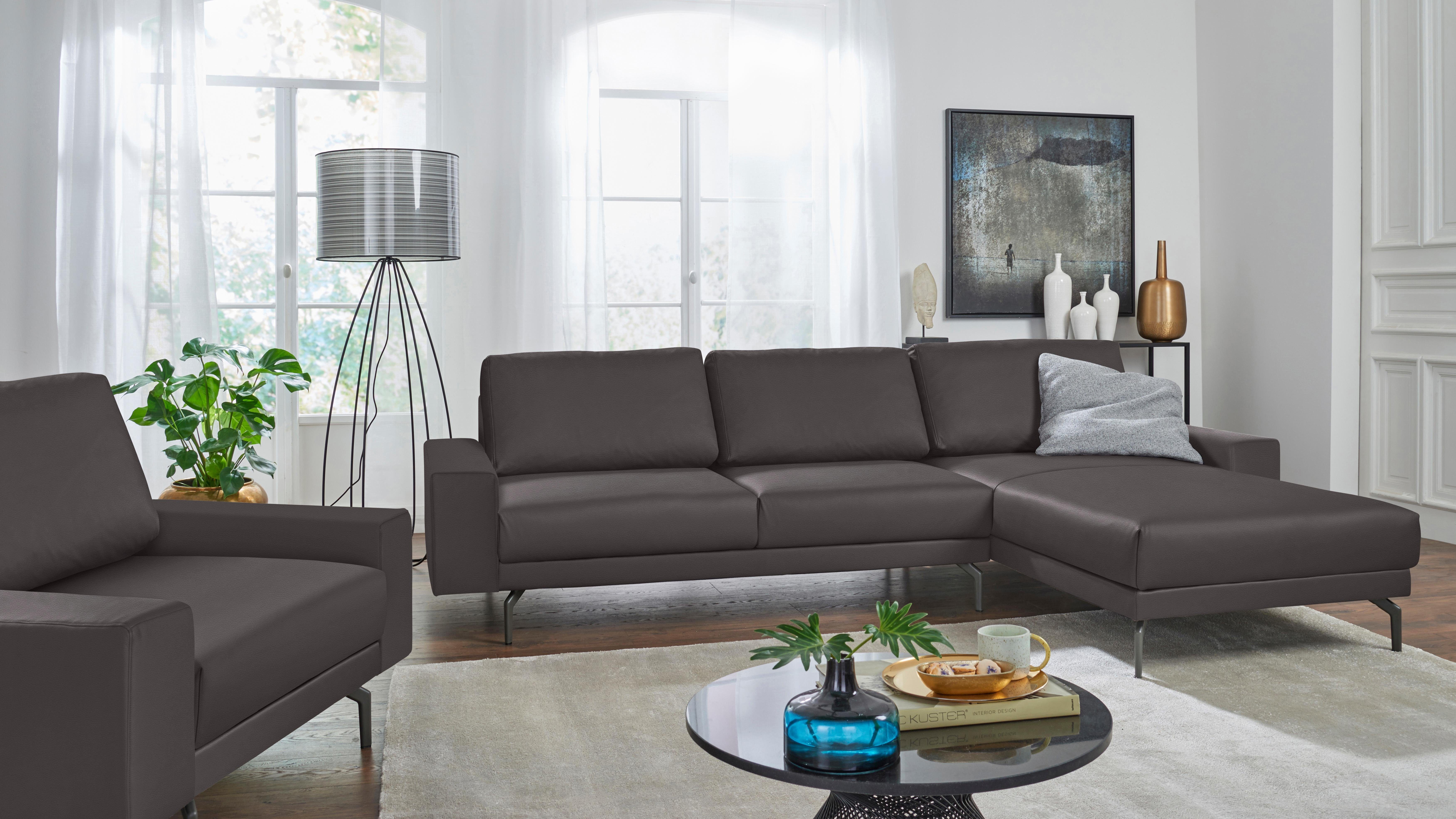 Creation BY ROLF BENZ Ecksofa CR.450, Designecksofa, Polsterecke, L-Form, Armlehne breit und niedrig, Alugussfüße in umbragrau, Breite 294 cm