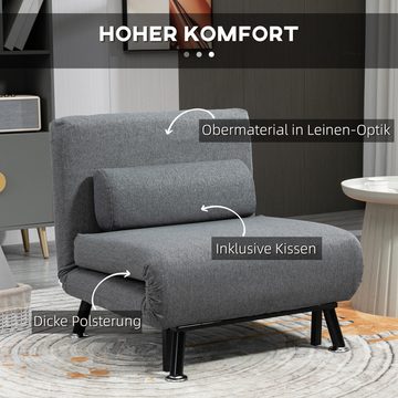 HOMCOM Sessel Klappbett, Schlafsessel, Gästebett, Schlafsofa (Klappbett, 1-St., Schlafsessel), Mit Verstellbarer Rückenlehne