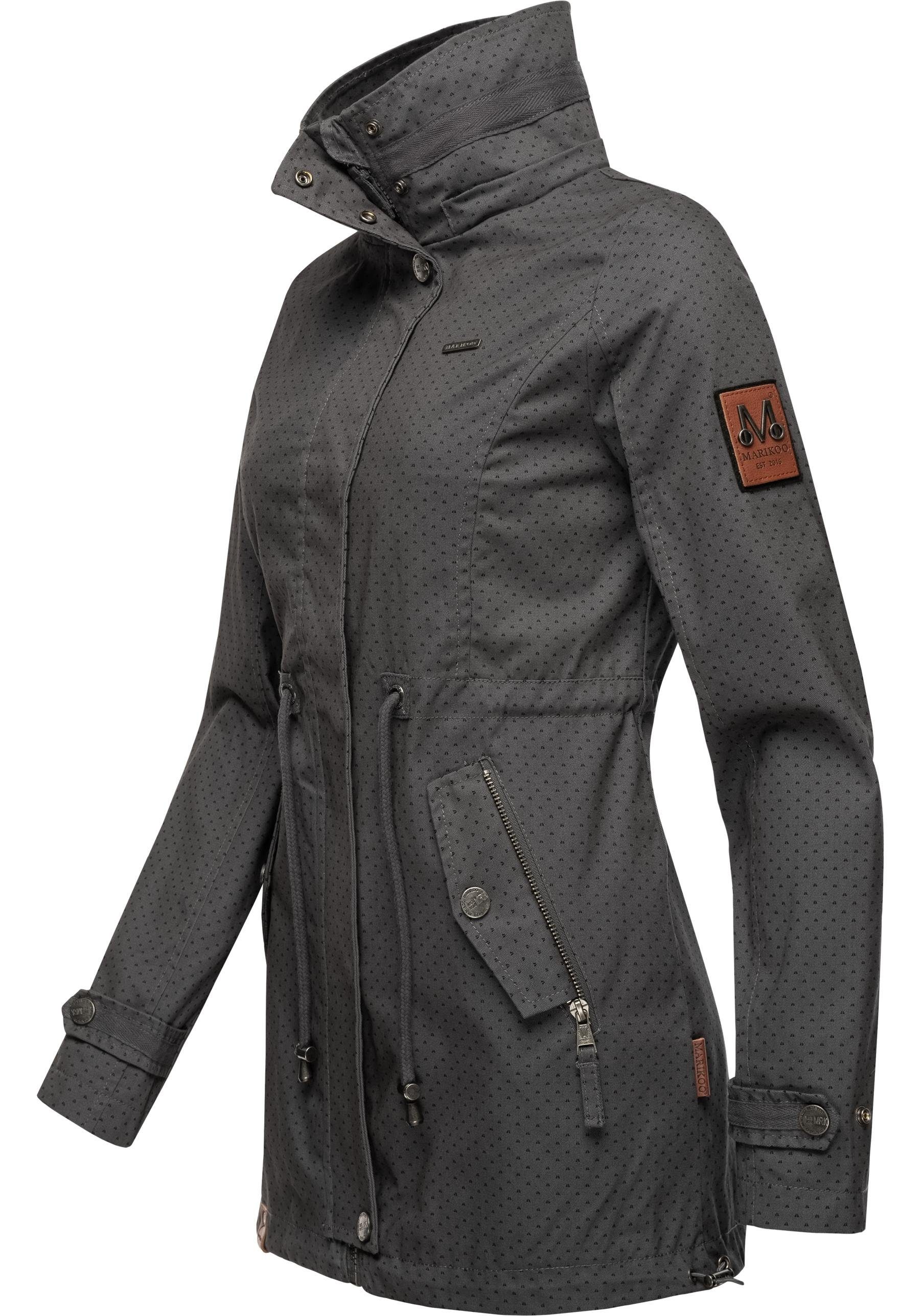 Marikoo Outdoorjacke Nyokoo modische Baumwoll Übergangsjacke mit großer Kapuze