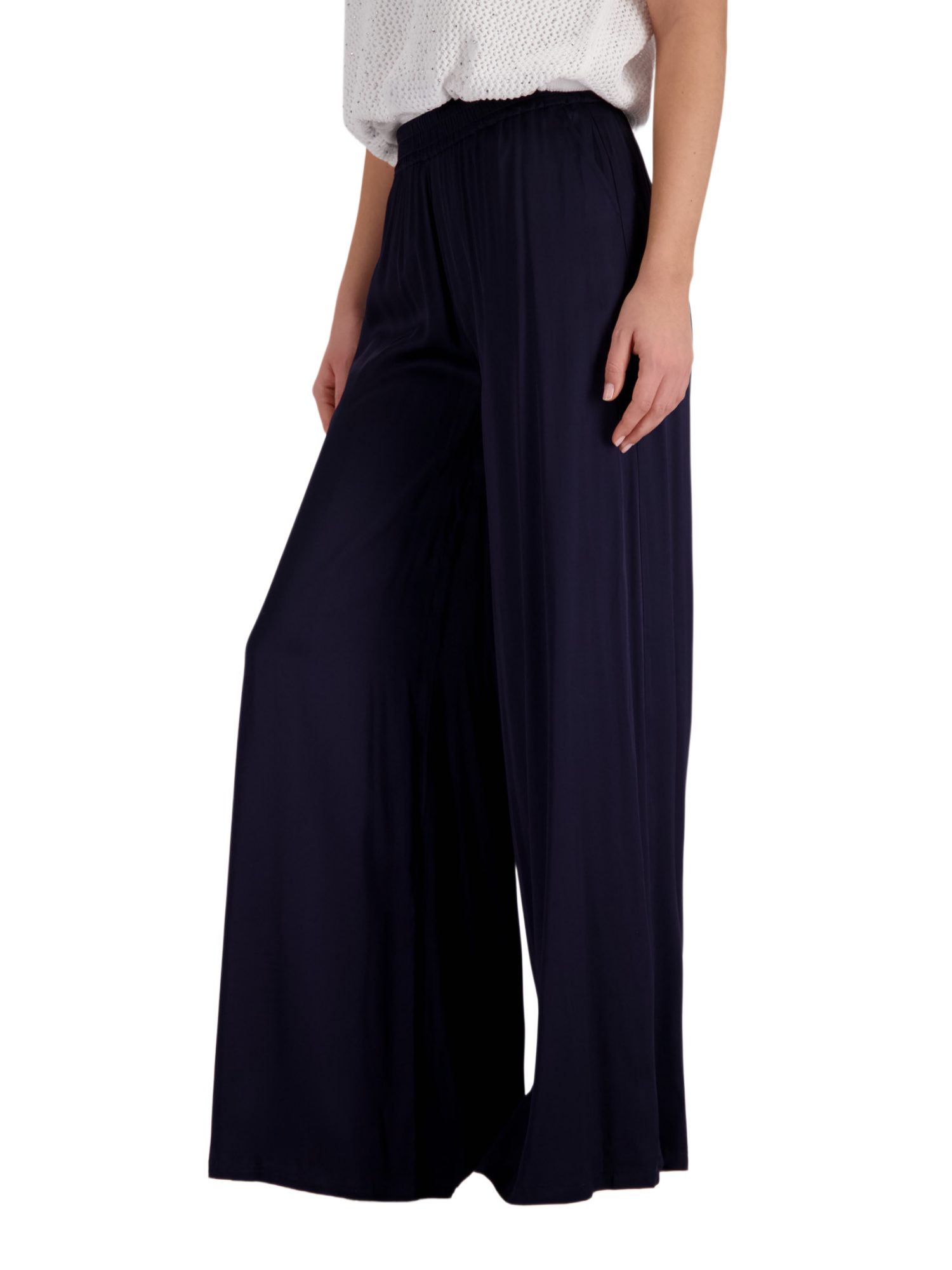 Monari Stoffhose schwarz, Elegant, Viskose, Unifarben, Wide Leg, Mittel