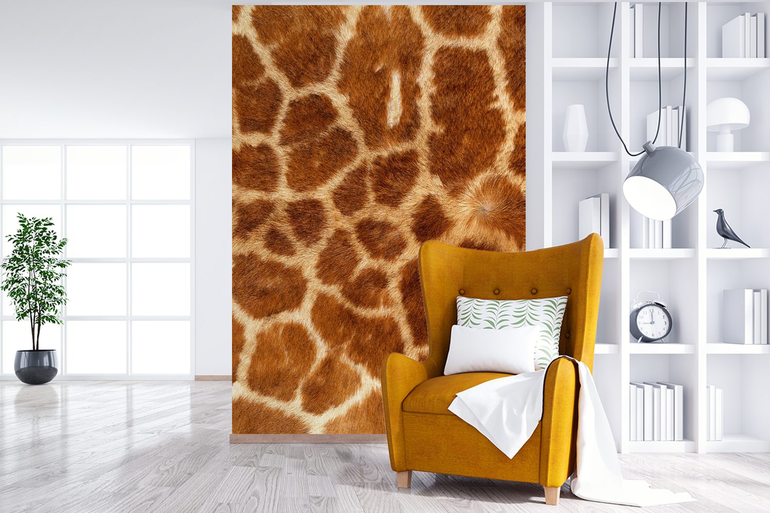 (3 Wandtapete Montagefertig MuchoWow Wohnzimmer, Tiere, St), - Matt, Fototapete Fell Tapete bedruckt, Vinyl - für Giraffe