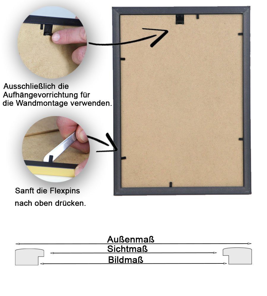 IDEAL TREND Bilderrahmen 2er 3er Bilderrahmen DIN Pack Dokument Fot 10er 3er Urkunde 5er Mahagoni Pack 21x29,7 A4