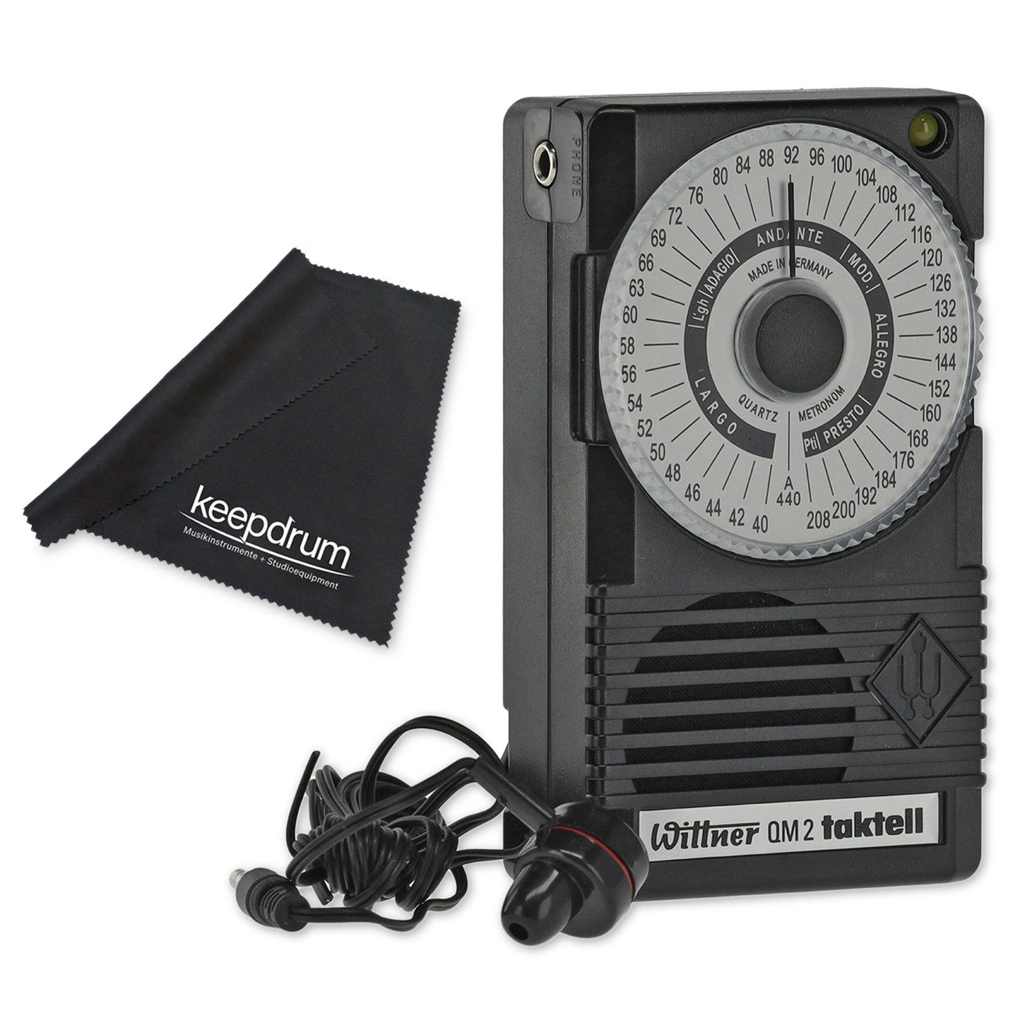 Wittner Metronom Wittner Metronom QM 2 Taktell Schwarz inklusive Ohrhörer mit Tuch, Elektronisches Taktell