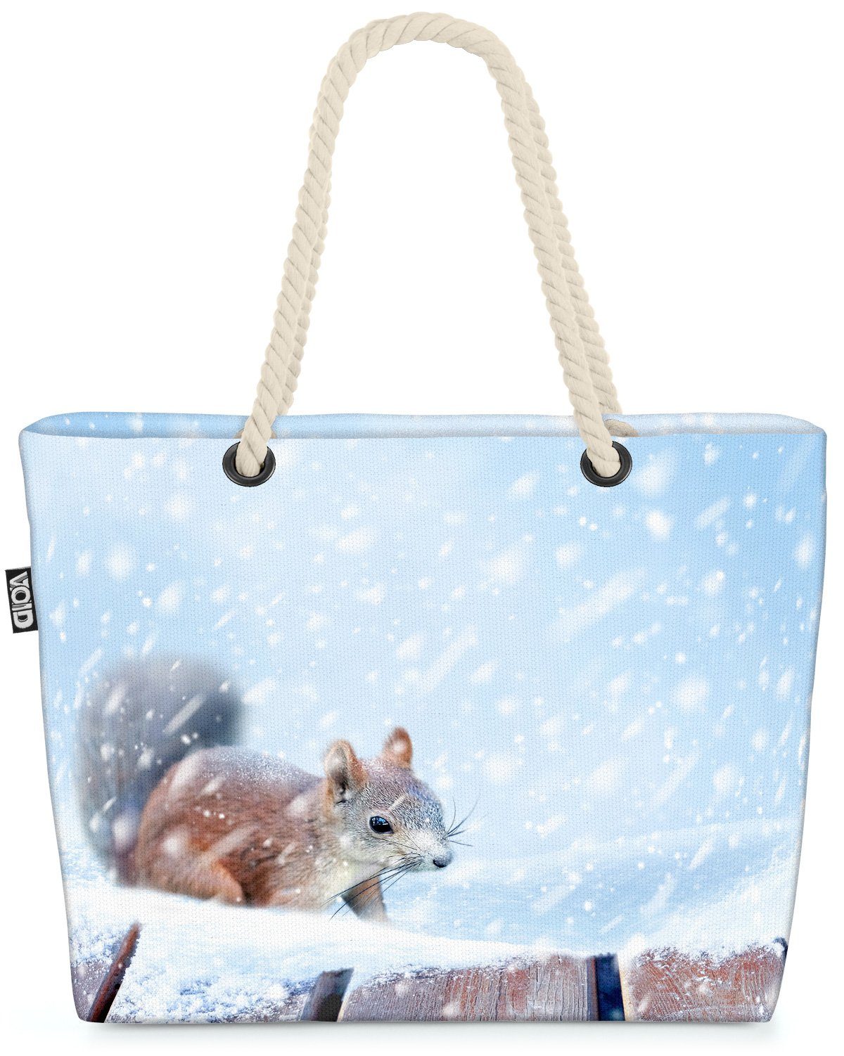 VOID Strandtasche (1-tlg), Eichhörnchen Schnee Winter Nagetier winter nager schnee schneeverwehu
