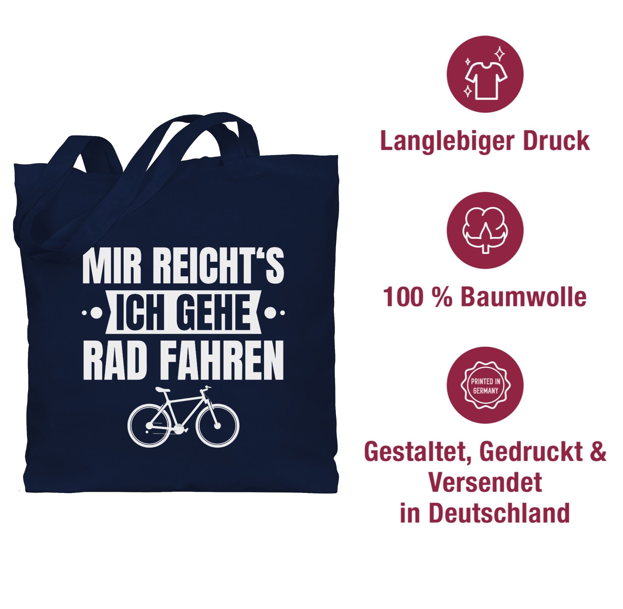 Banner 3 weiß, Blau Rad Umhängetasche Shirtracer - fahren Mir Radsport Bekleidung Fahrrad ich Navy reicht's gehe