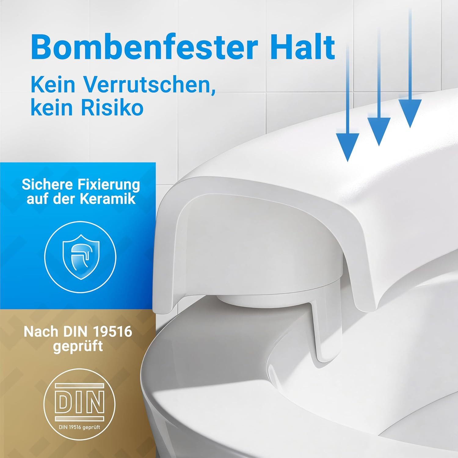 Lobenswerk Toilettensitzerhöhung Toilettendeckel mit Toilettensitzerhöhung [5 cm], für Senioren, Urea-Duroplast mit 250KG Tragkraft - 5cm Sitzerhöhung