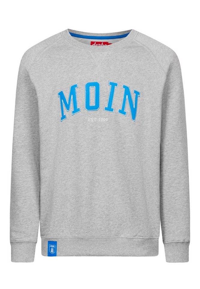 Derbe Rundhalspullover mit aufgenähtem Moin-Schriftzug, DERBE HAMBURG  M-06-CN-MOIN Herren Crewneck Sweatshirt