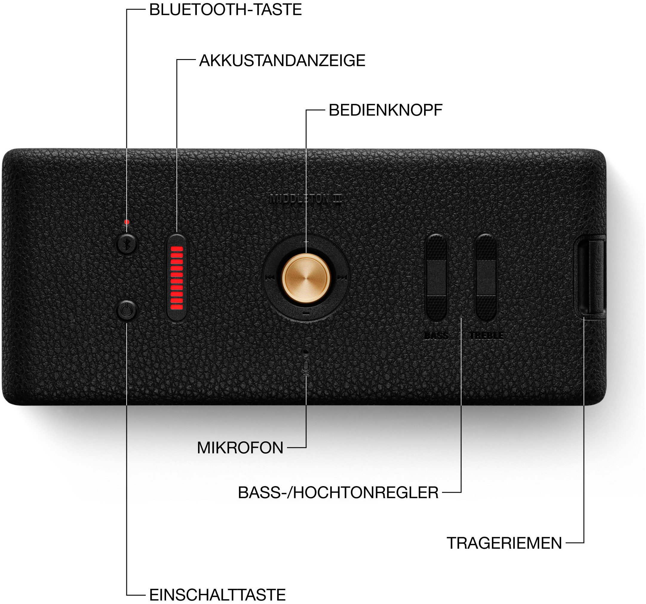 Marshall Middleton II Portable-Lautsprecher Stereo (Bluetooth, 30 W)