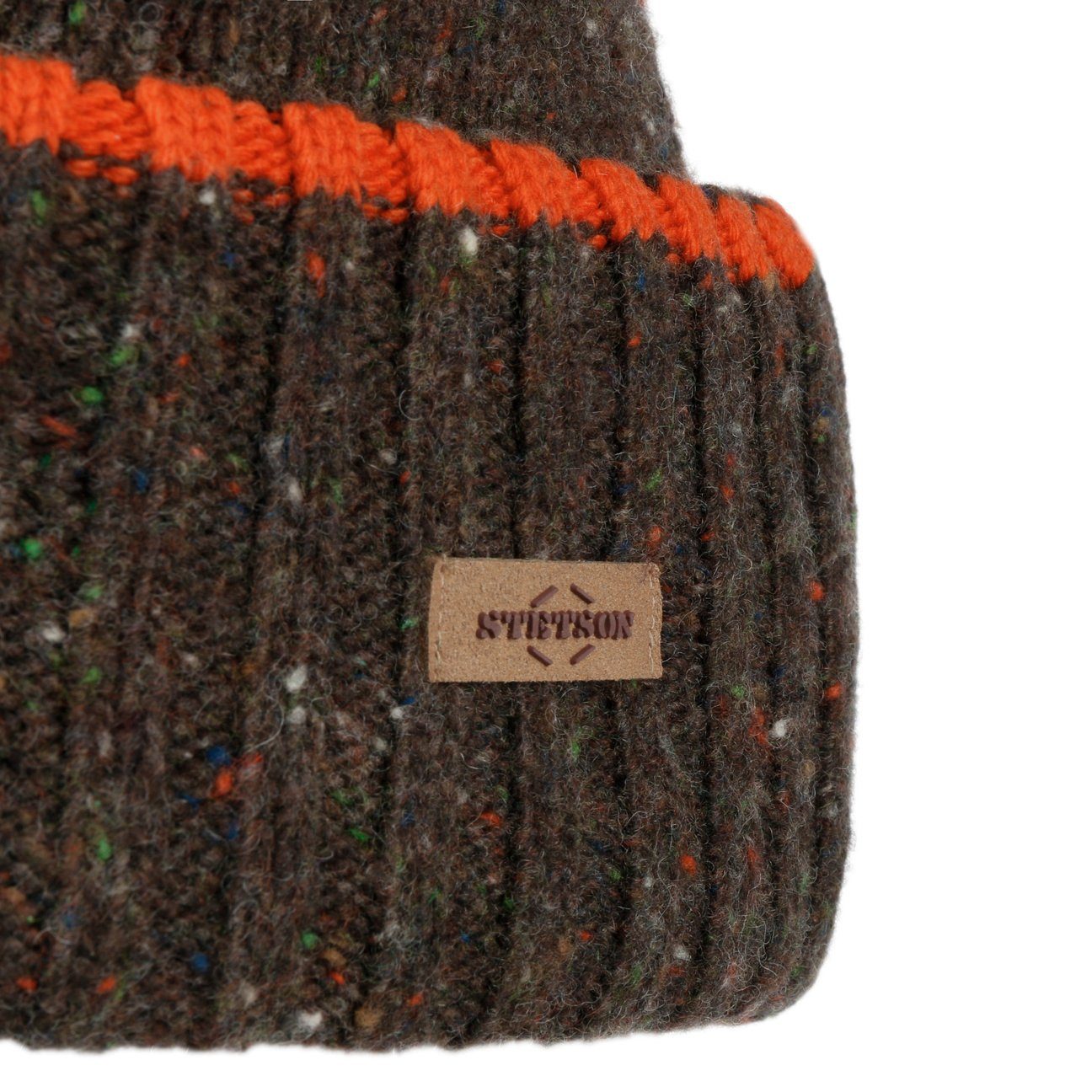 Beanie braun (1-St) Strickmütze Umschlag, Made mit Italy in Stetson