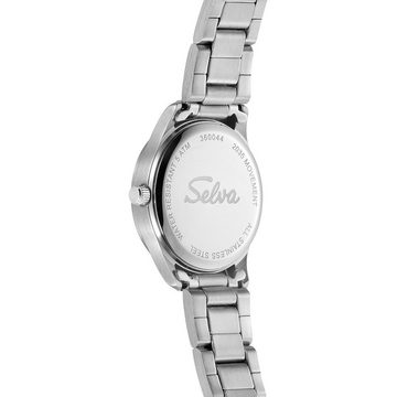 Selva Technik Quarzuhr SELVA Quarz-Armbanduhr mit Edelstahlband Zifferblatt weiß Ø 27mm