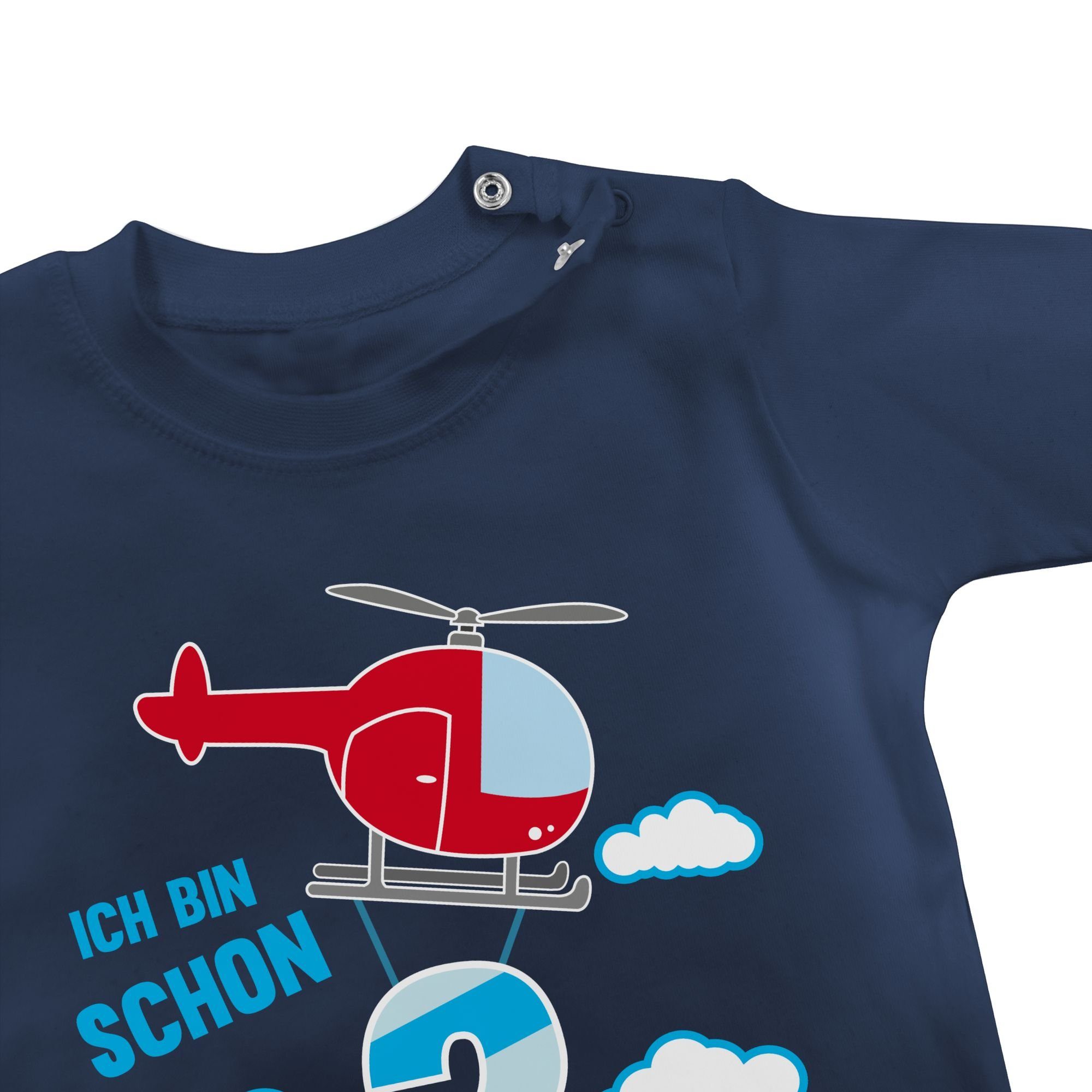 Ich 2. Geburtstag 1 T-Shirt Hubschrauber schon Blau Navy Shirtracer zwei bin