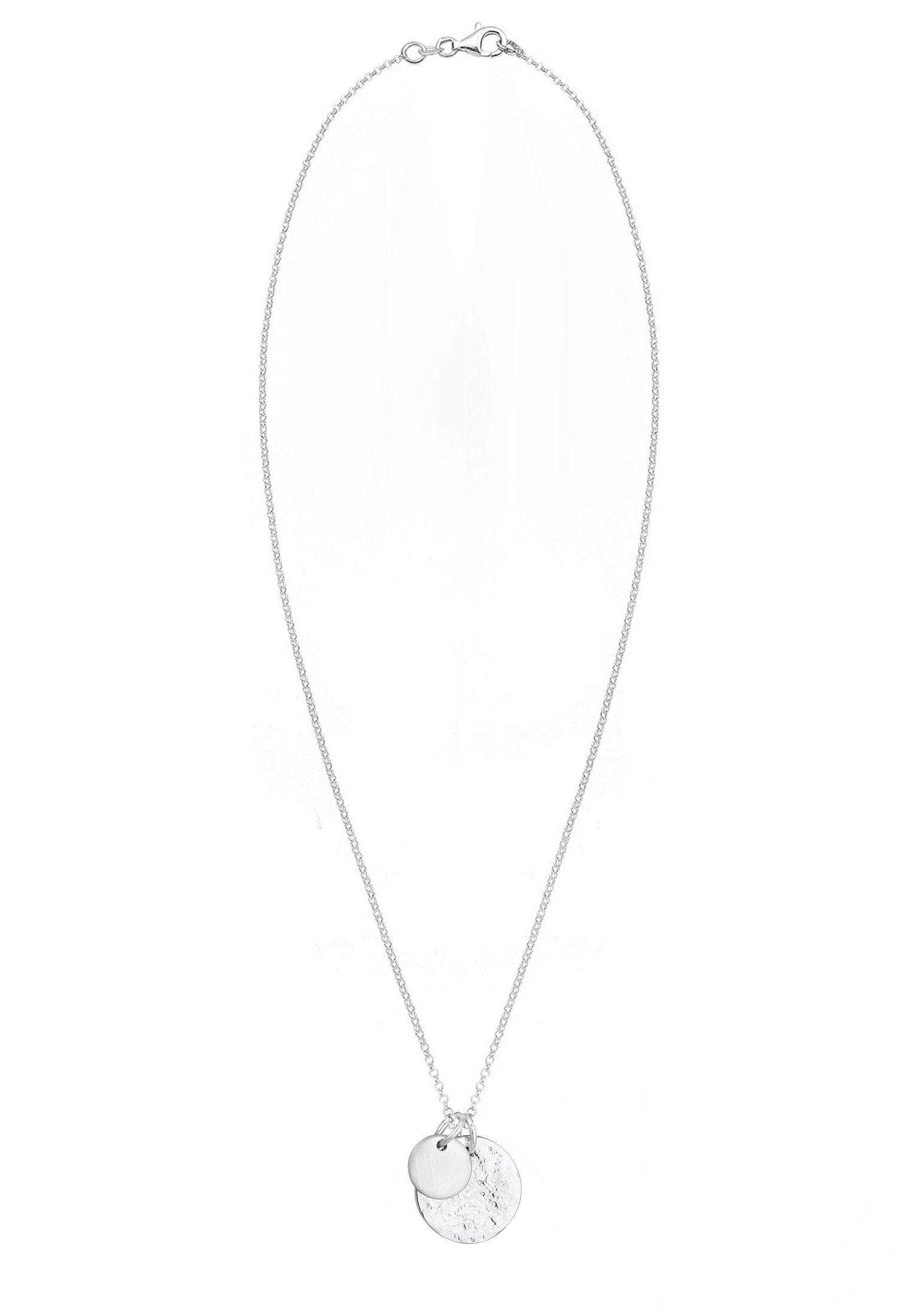 Elli Kette mit Anhänger Plättchen Münzen Organic Look 925 Silber