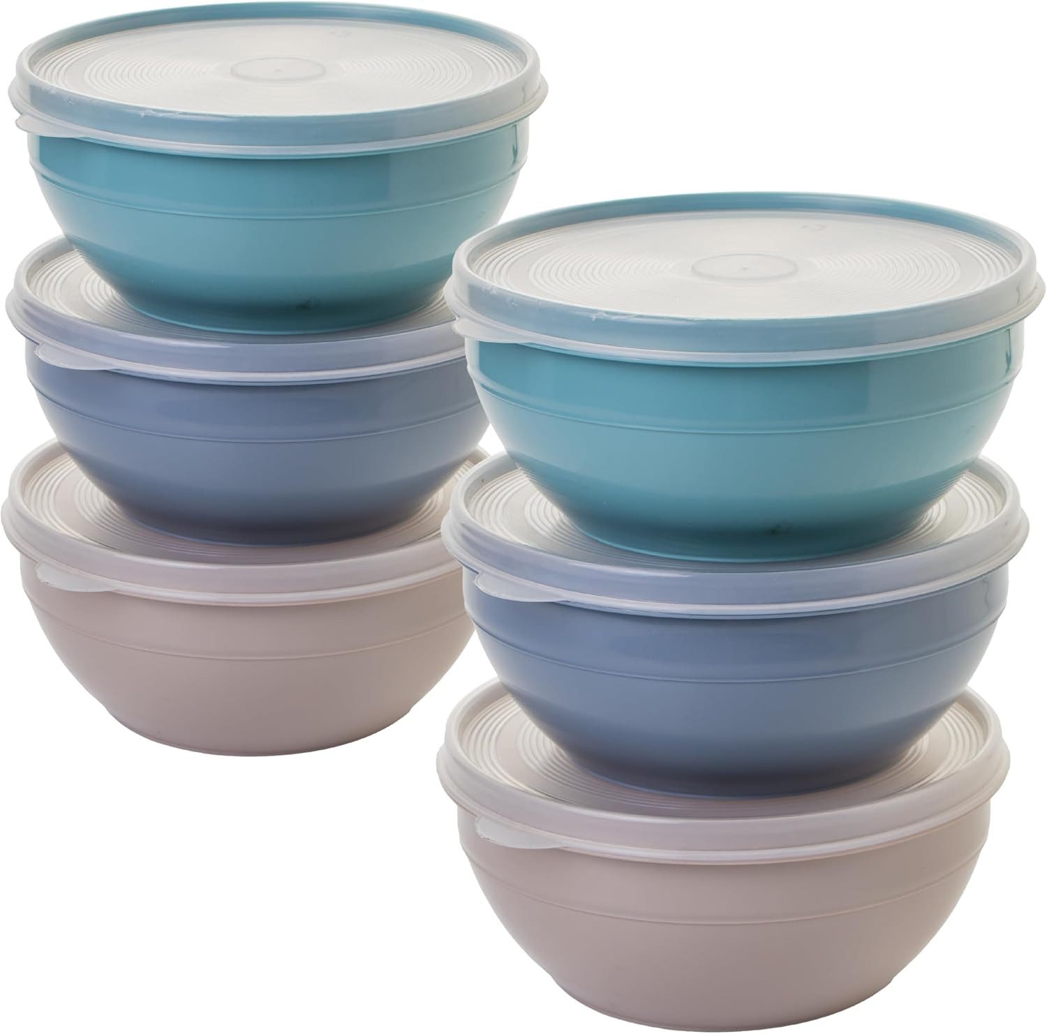 Centi Aufbewahrungsschüssel ODER 0,5L mit Deckel, Kunststoff, (6er-Set), Schüsseln 3-farbig sortiert – stapelbar