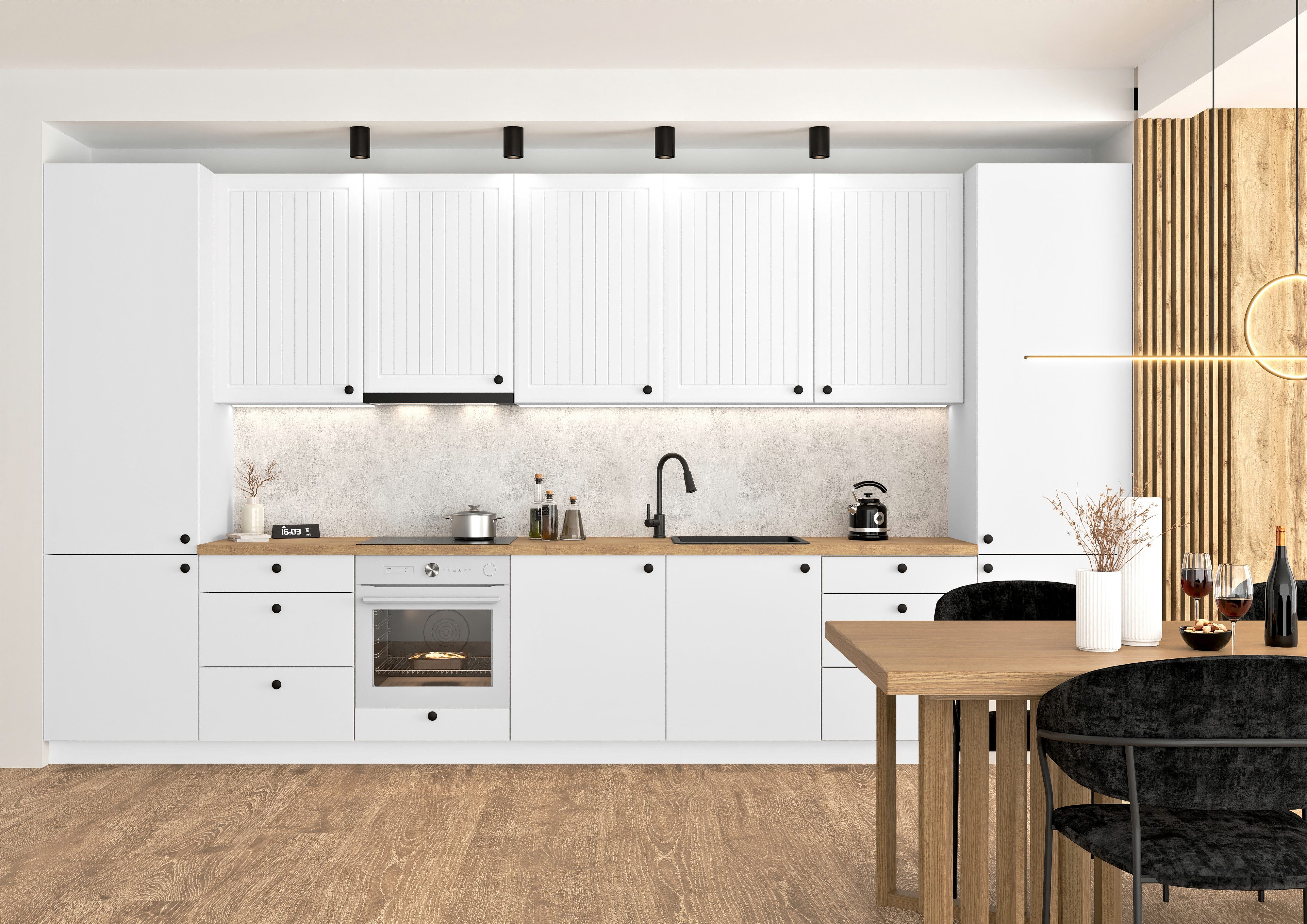 ROYAL24_MARKT Küchenzeile KS5-G420 - IRMA & MAX – Moderne Komplettküche mit viel Stauraum, (Komplett Set), Top Stoffe - Exklusiv - Hochwertig