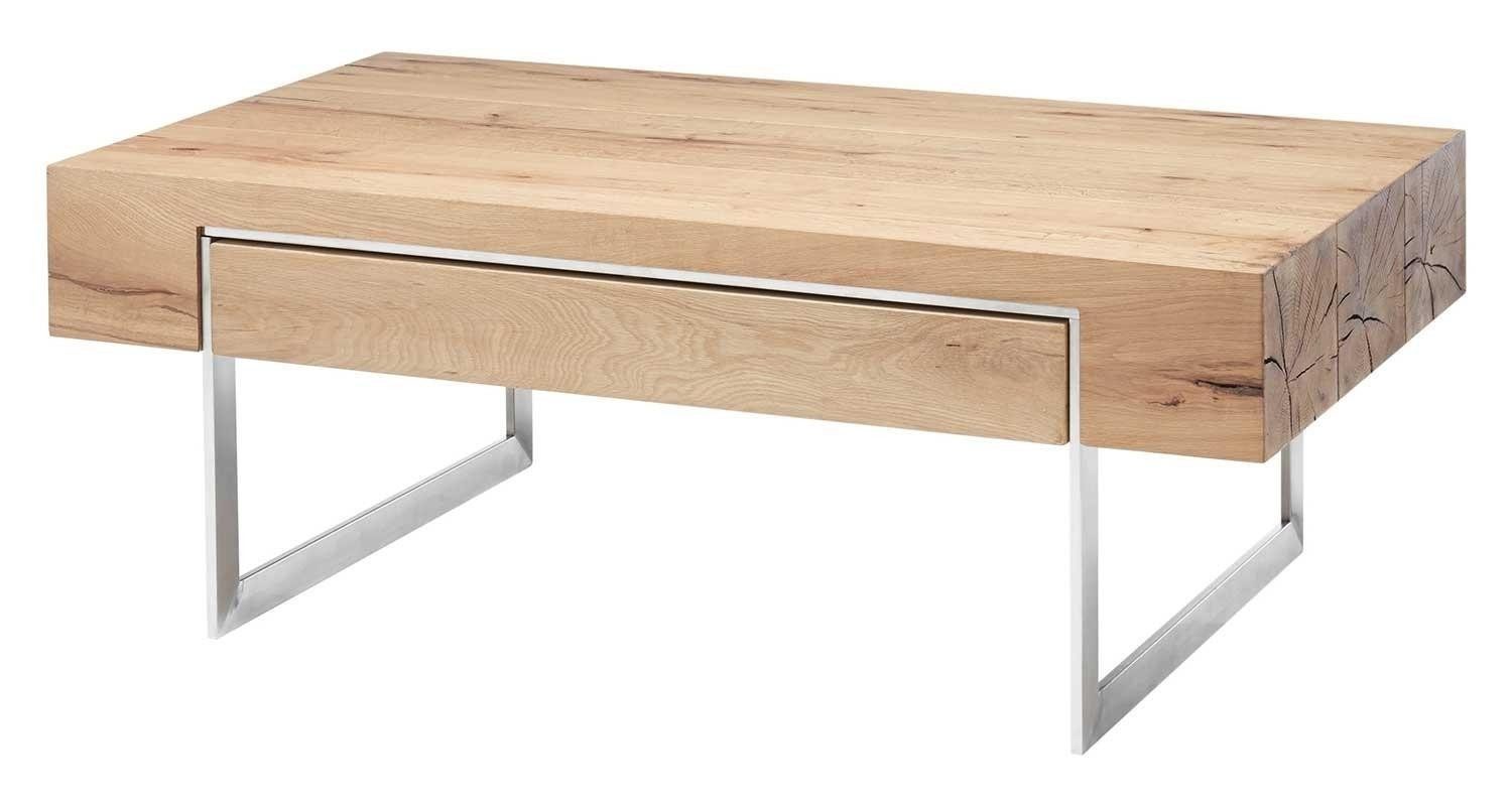 Couchtisch BIRMINGHAM, Asteichenholz furniert, Metallgestell, 1 Schublade, geölte Oberflächenbehandlung, B 110 x H 40 x T 60 cm