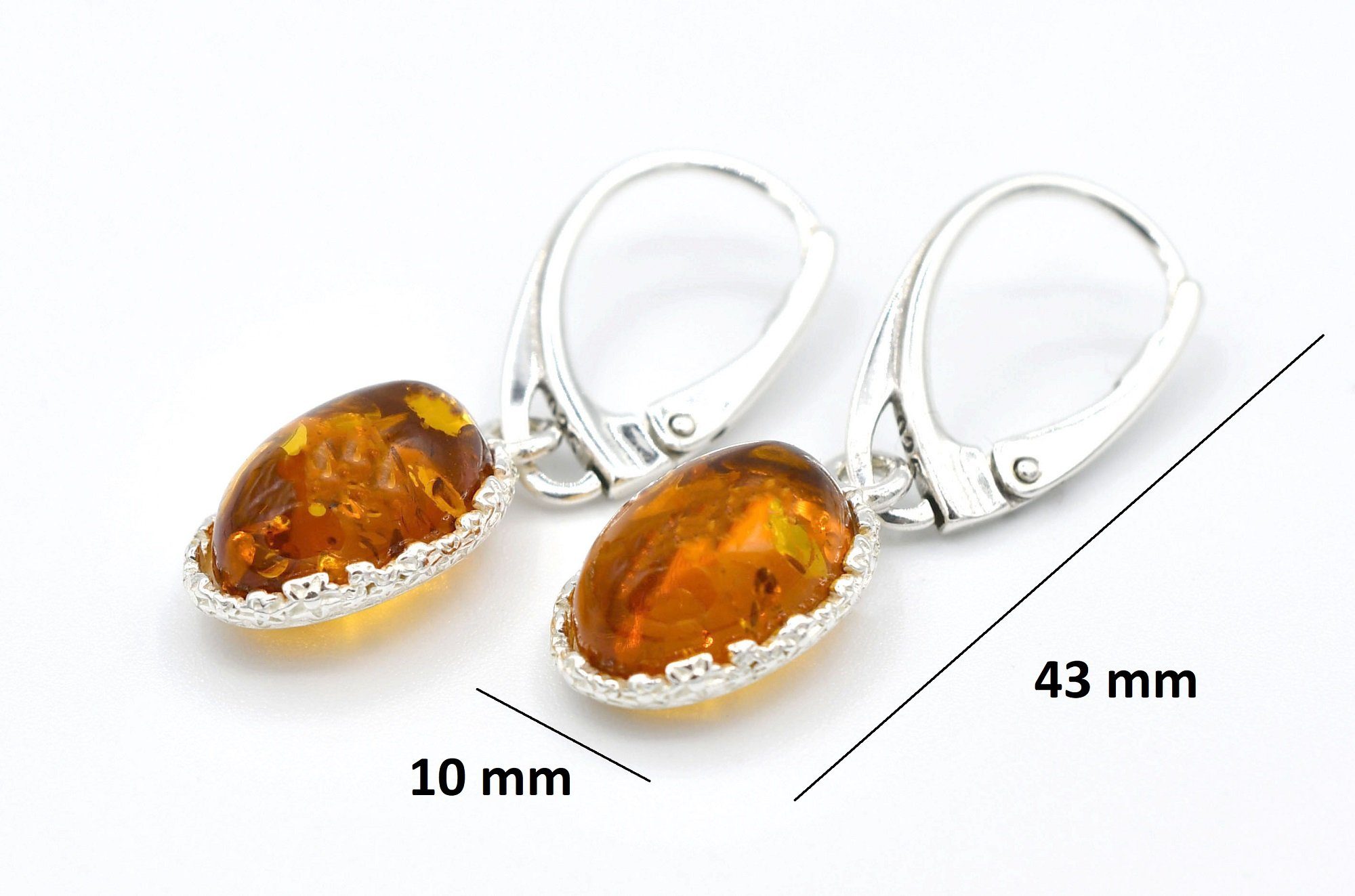 MyBer® Ohrring-Set Ohrringe Bernsteinohrringe Bernstein Ohrstecker 4,3cmx1cm (2-tlg), Schmuck Damen Silber 925er PMBER108 E1301C