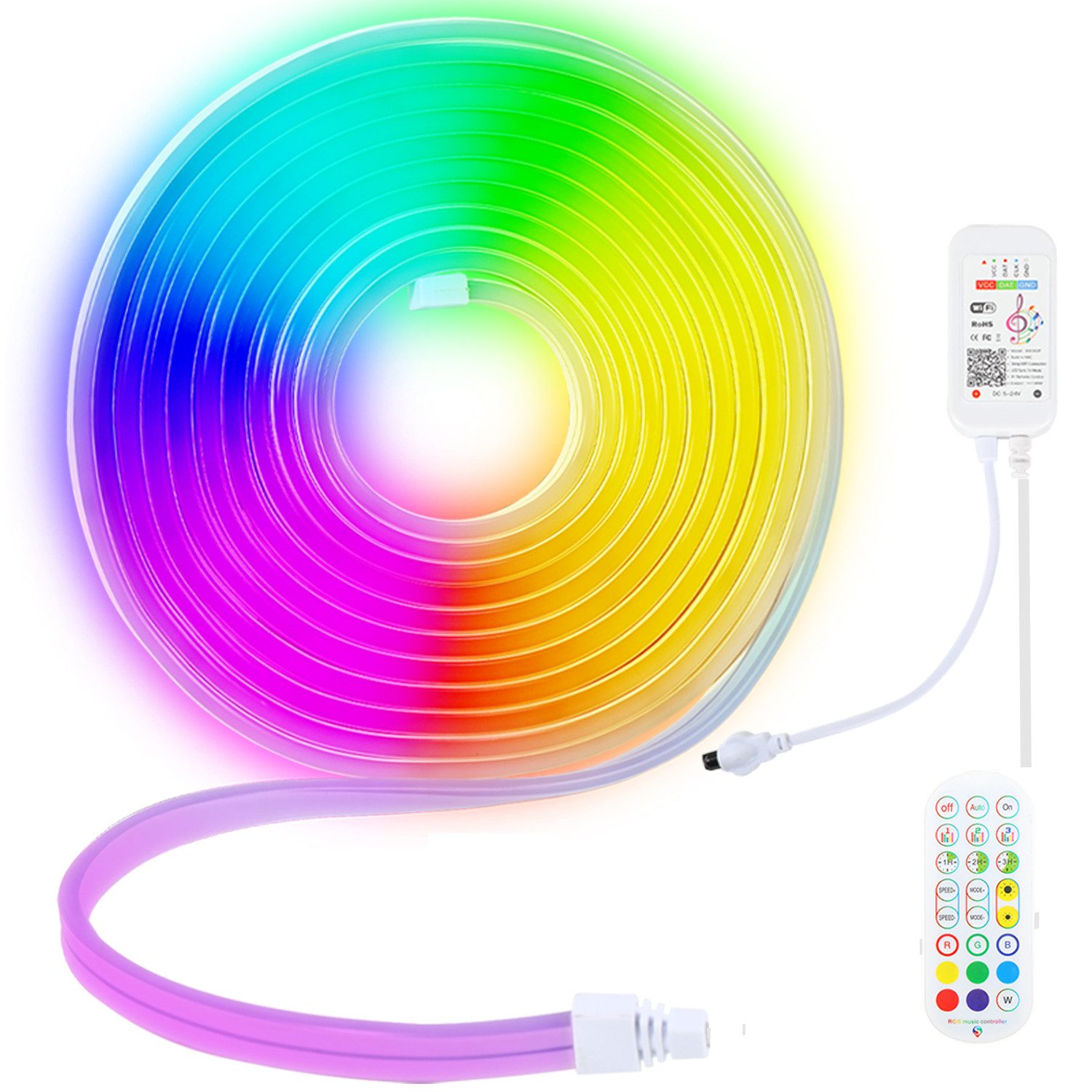 Clanmacy LED-Streifen 5m LED Streifen mit WIFI Controller Dimmbarer Neon LE günstig online kaufen