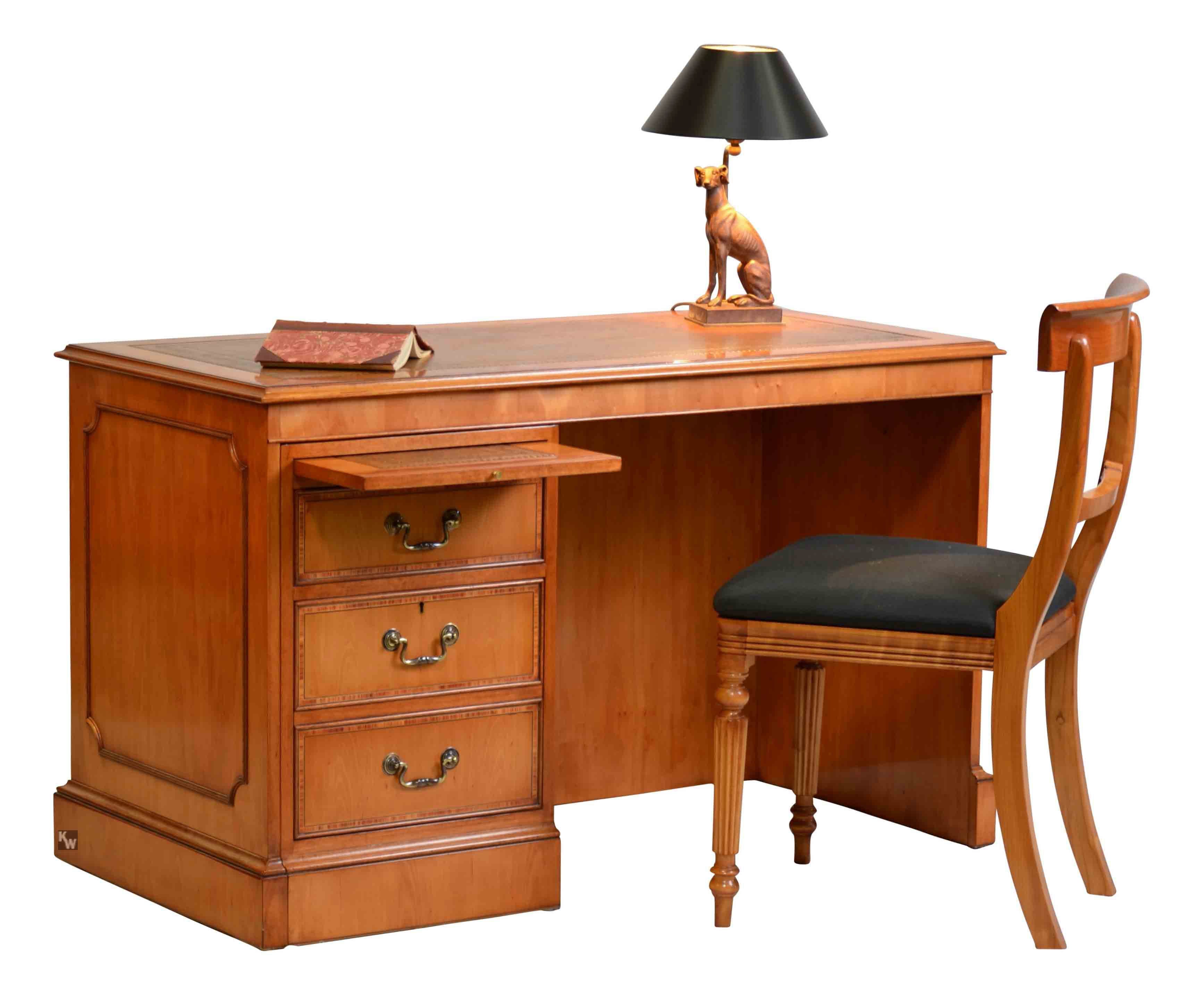 stilvoller in Schreibtisch 124 mit 62 made Eibe Cheftisch cm, Typist Kai England Wiechmann Desk englischer x Schubladencontainer,