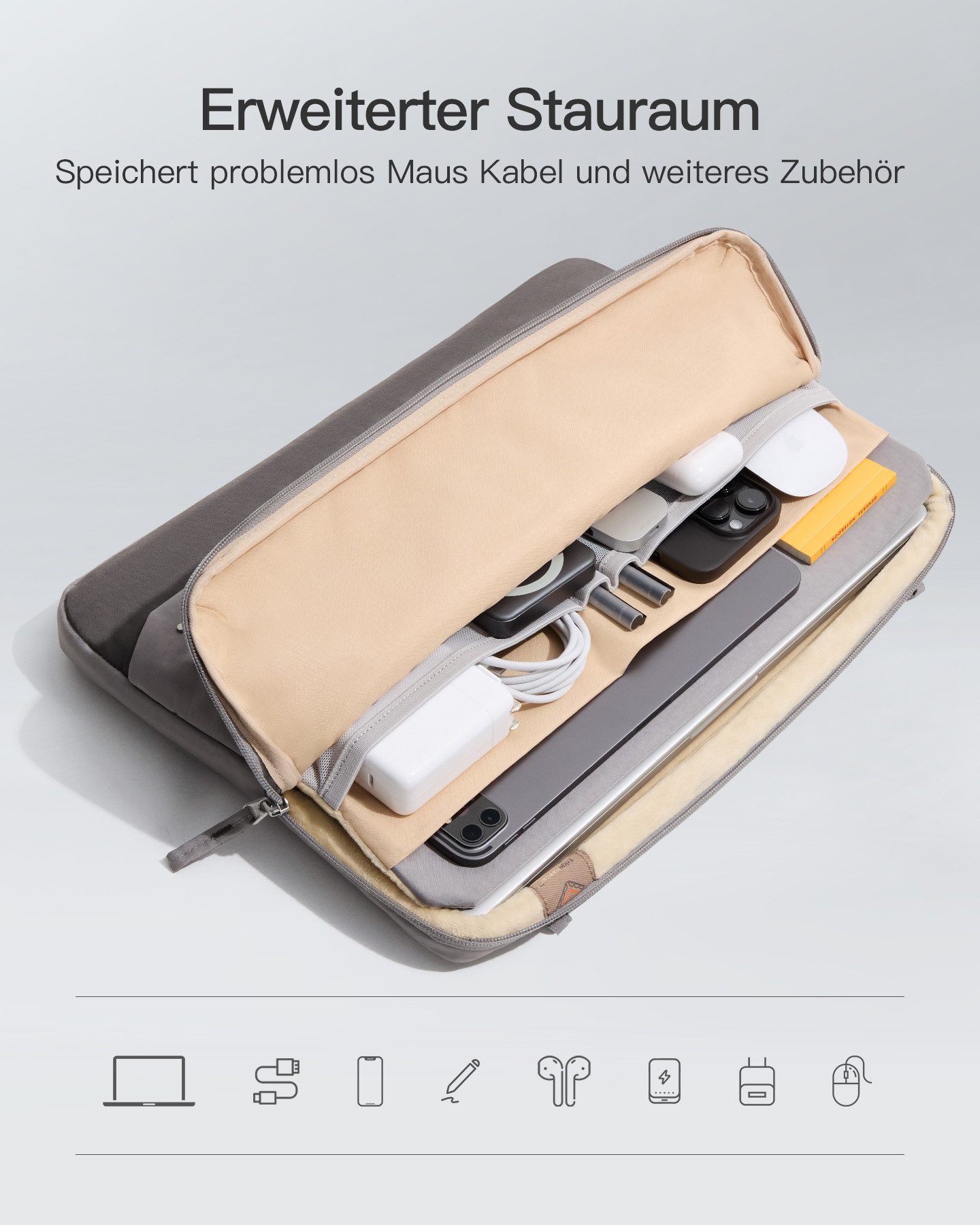 Inateck Laptoptasche 360° Schutz Hülle Schultertasche für 13-16-Zoll Laptop, für 13-16 Zoll MacBook Air Pro M5 M4
