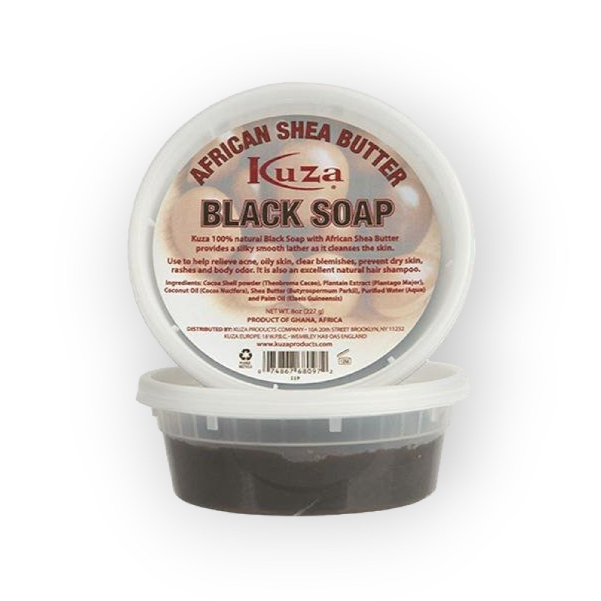 KUZA Feste Duschseife Kuza Schwarze Seife Black Soap Shea Butter 100% Natur, 227g