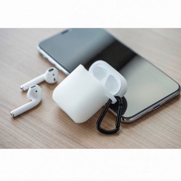 Hama Handyhülle Etui Case Cover Schutz-Hülle Transparent, Hochwertiges Silikon, Karabiner, für Ladecase Apple AirPods 1/2 Gen.