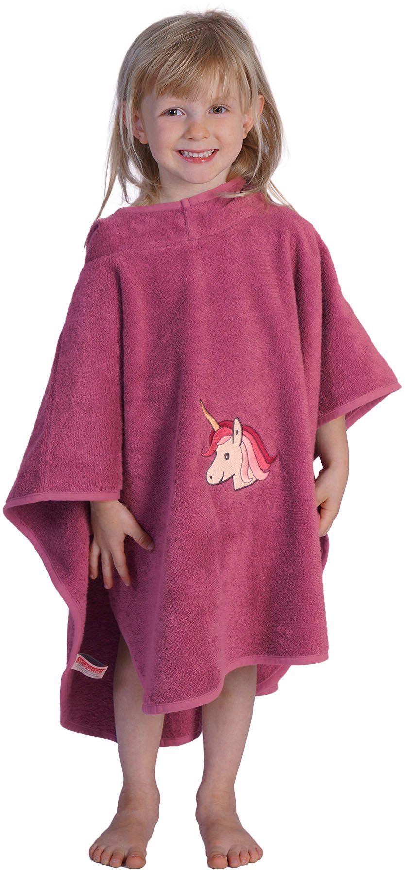 Wörner Badeponcho Einhorn Poncho, Baumwolle, Kapuze, maschinenwaschbar, trocknergeeignet