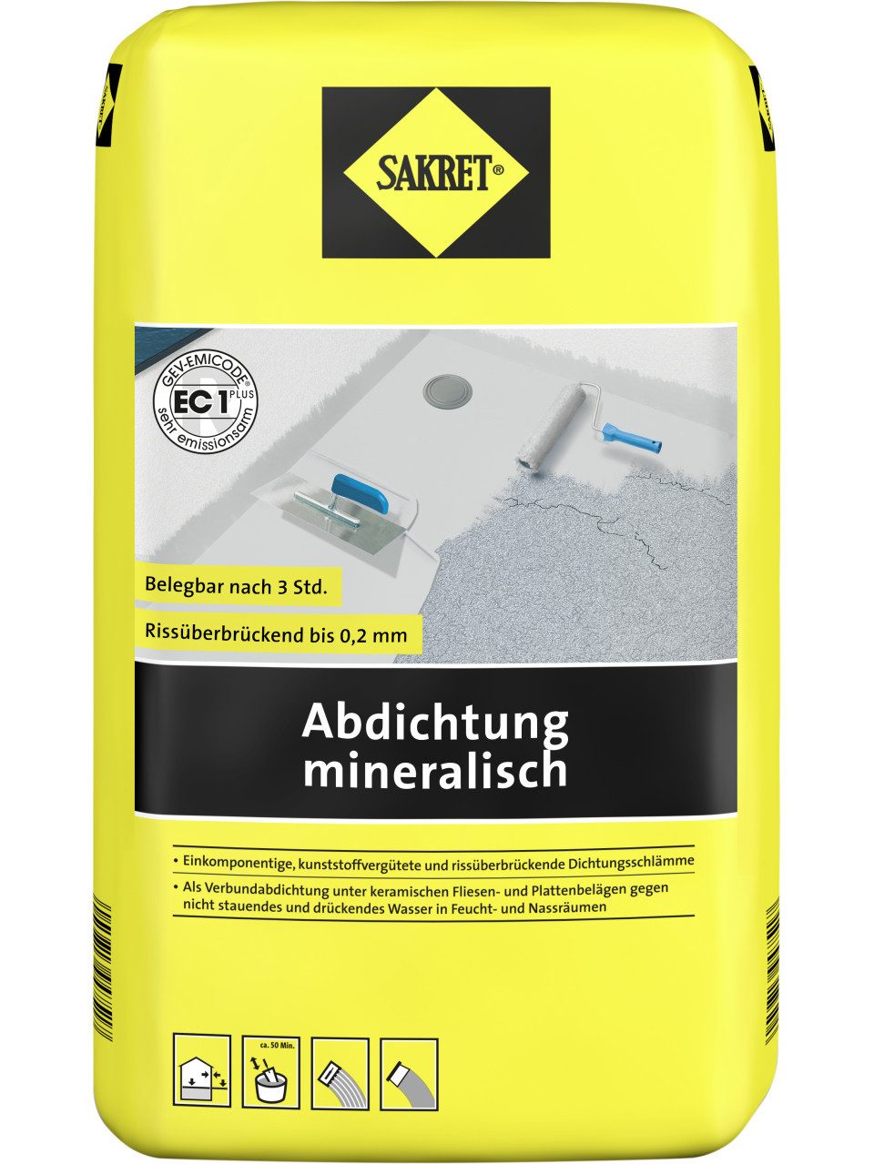 Sakret Bodenfliese SAKRET Abdichtung mineralisch 10 kg, Kunststoff, Grau