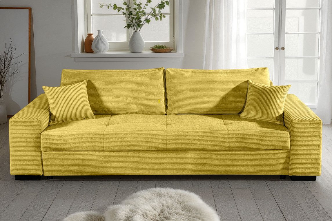 COLLECTION AB Schlafsofa Kreta, B: 248 cm, Liegefl. 137x195 cm, Schlaffunktion, Bettkasten & 2 Zierkissen, optional mit Topper