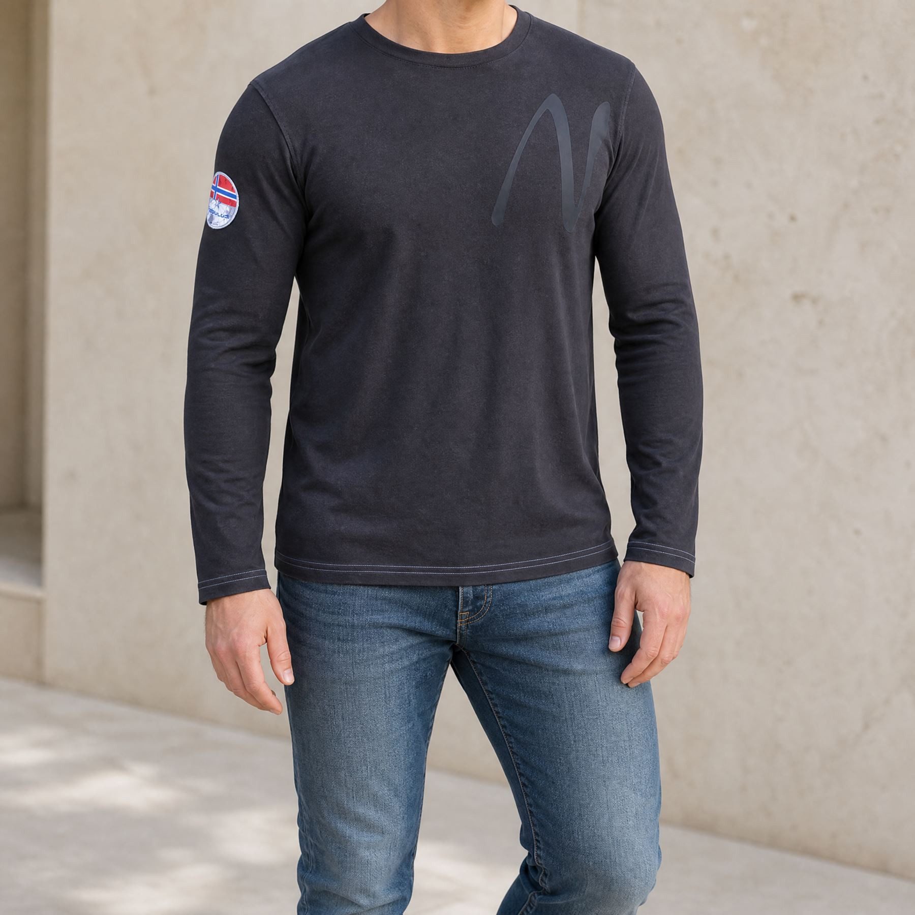 Nebulus Langarmshirt CHOP, P6641 - Herren, schwarz-grau, M
