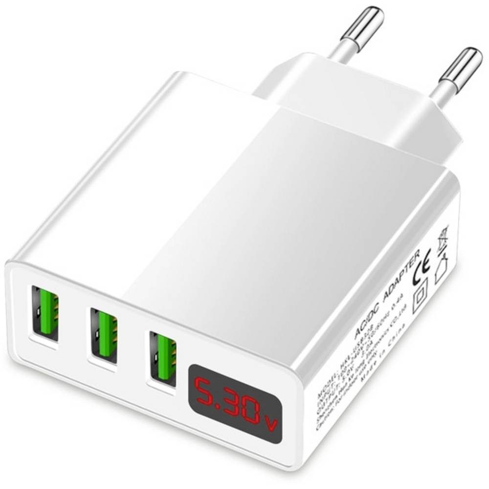 EAXUS USB-Ladegerät 3-Fach mit Spannungsanzeige 85760 USB-Ladegerät (Schnellladegerät)