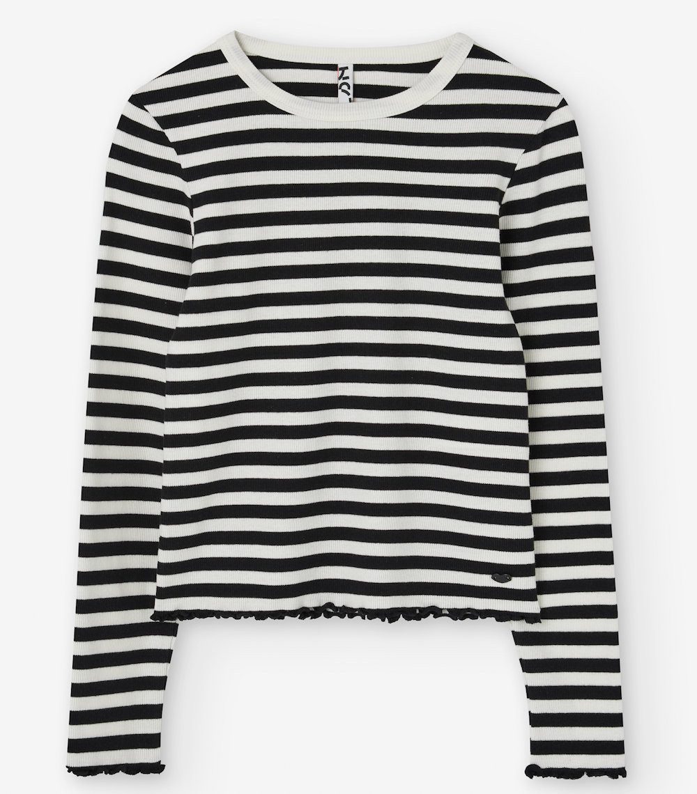 LOSAN Langarmshirt Losan Mädchen Langarmshirt Ringel schwarz creme (1-tlg)
