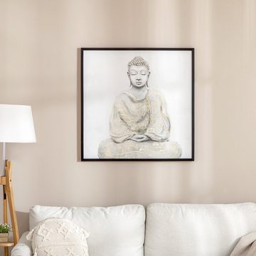 HOMCOM Wandbild mit einem meditierenden Buddha, UV-Druck, Prägetechnik, Buddha (Set, 1 St), Poster, Wandbild, Bild, Wandposter